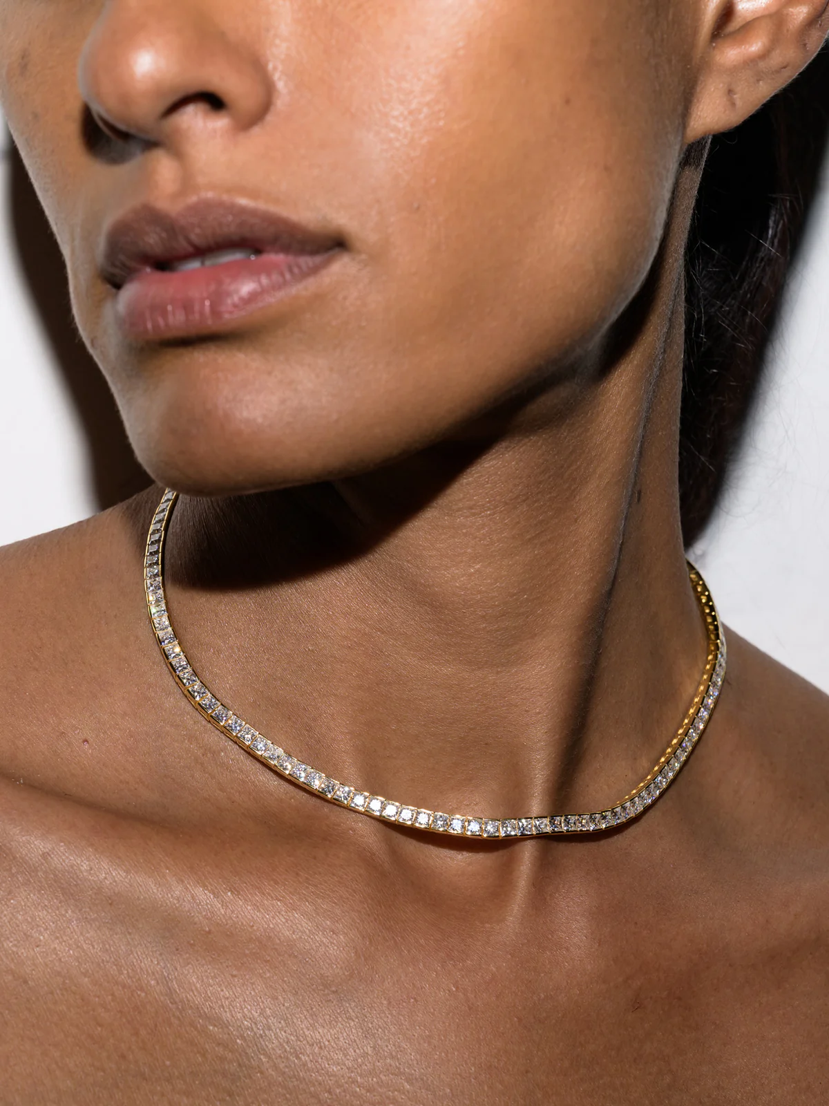 DORSEY PRINCESS-CUT RIVIÈRE NECKLACE IN MOISSANITE, 18K GOLD VERMEIL - Image 5