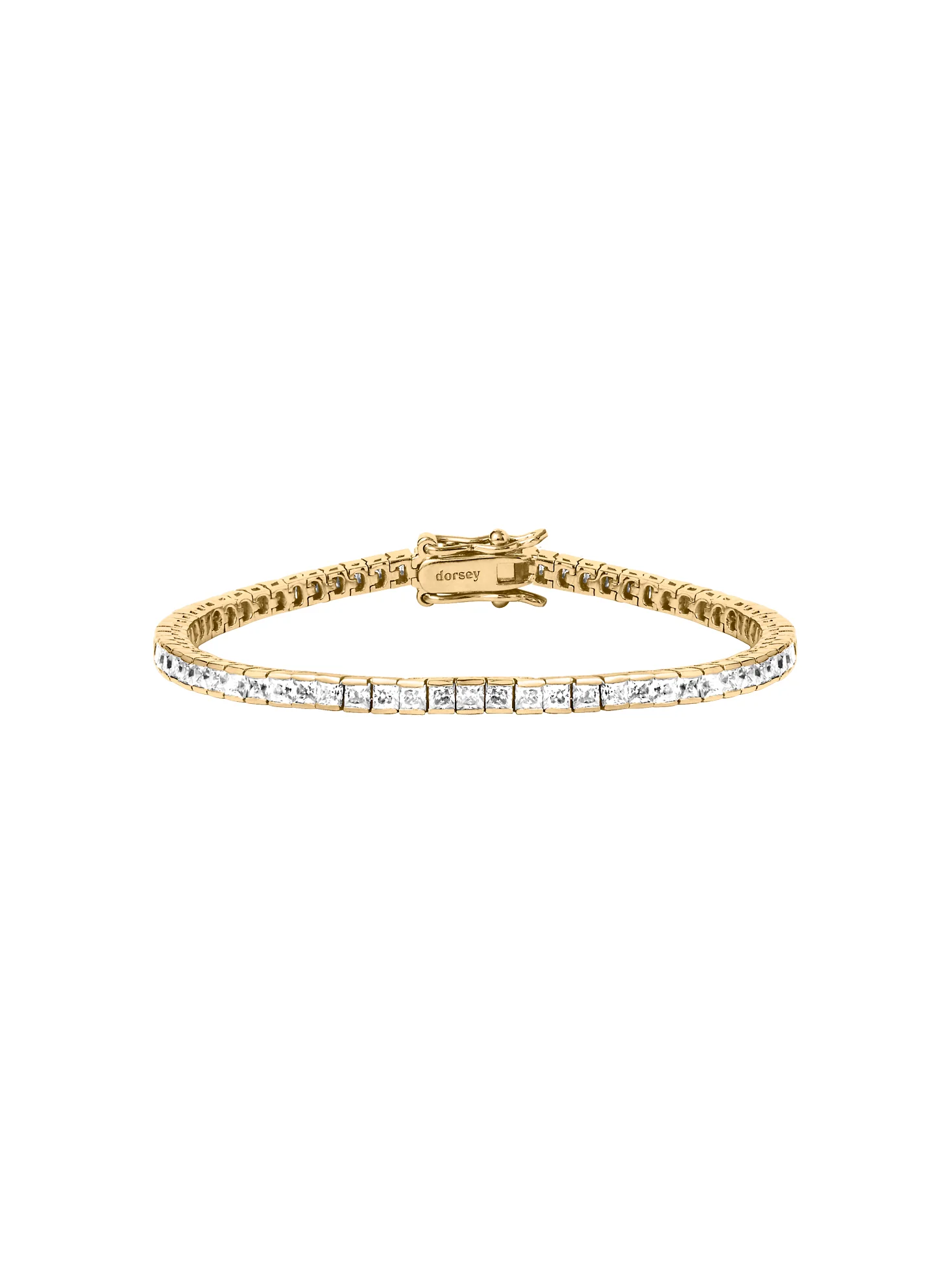 DORSEY PRINCESS-CUT RIVIÈRE BRACELET IN 2MM MOISSANITE, 18K GOLD VERMEIL - Image 2