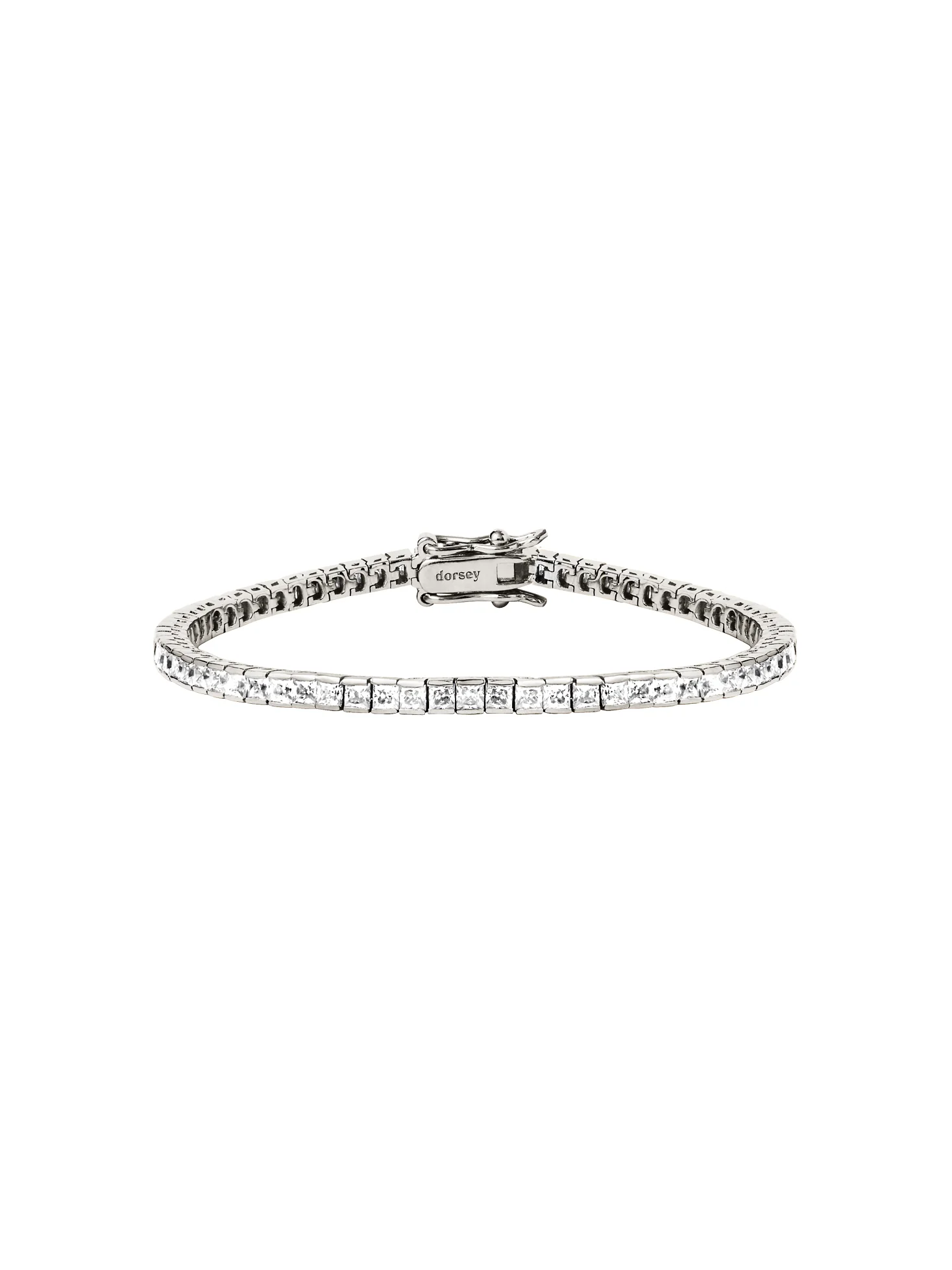 DORSEY PRINCESS-CUT RIVIÈRE BRACELET IN 2MM MOISSANITE, STERLING SILVER - Image 2