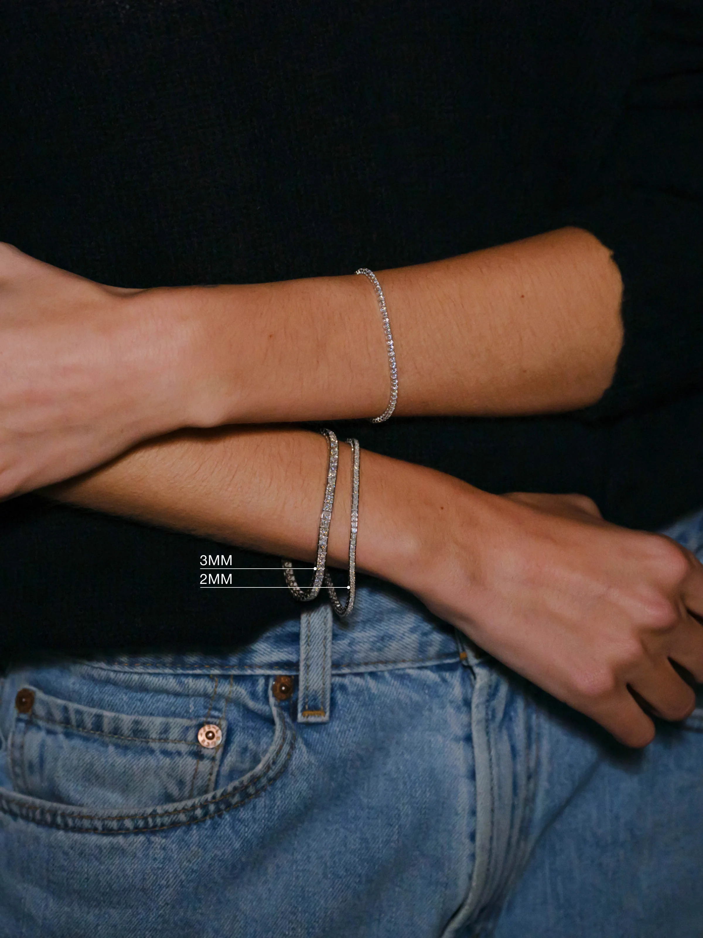 DORSEY PRINCESS-CUT RIVIÈRE BRACELET IN 2MM MOISSANITE, STERLING SILVER - Image 4