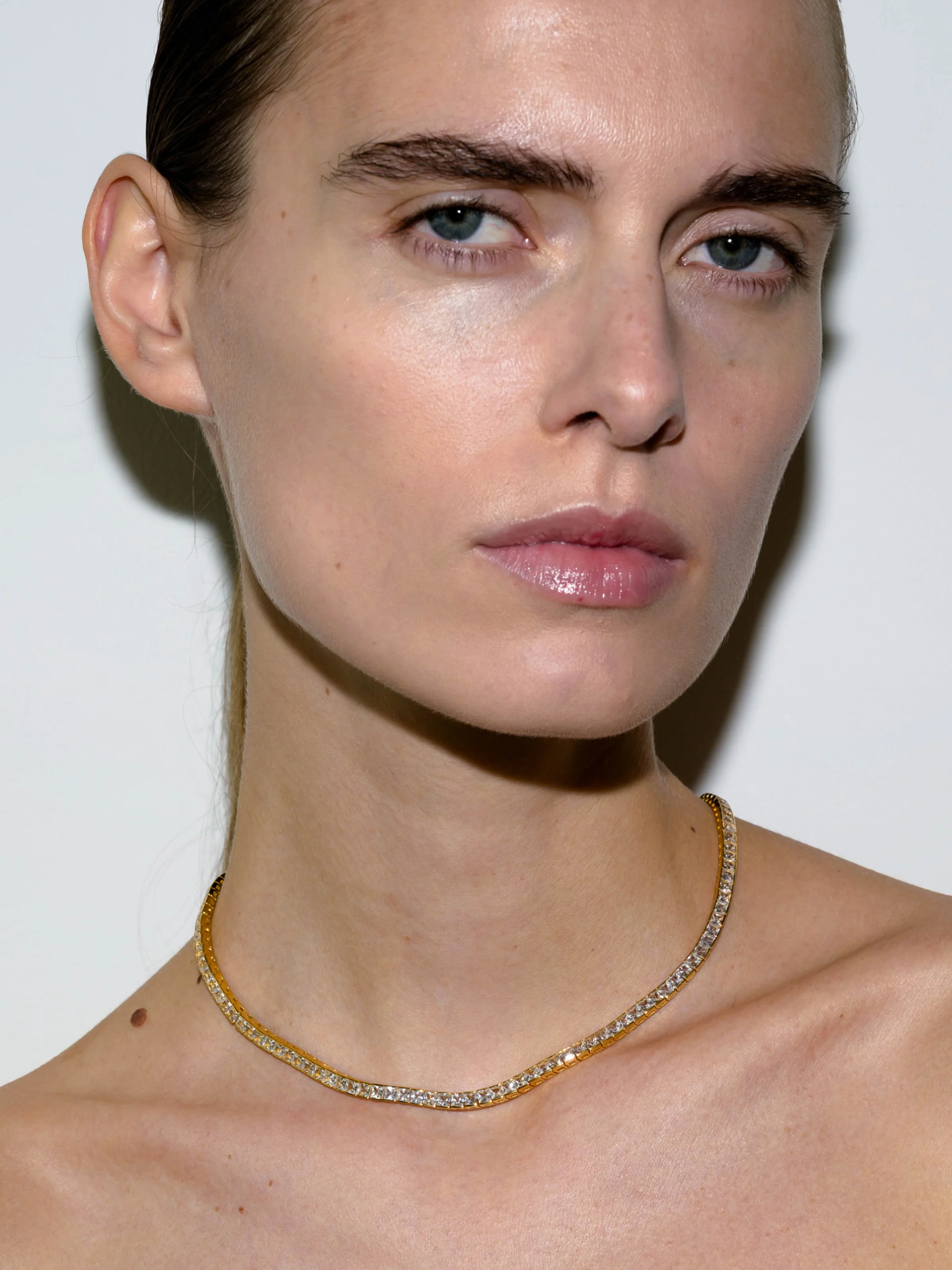 DORSEY PRINCESS-CUT RIVIÈRE NECKLACE IN LAB WHITE SAPPHIRE, 18K GOLD VERMEIL - Image 3