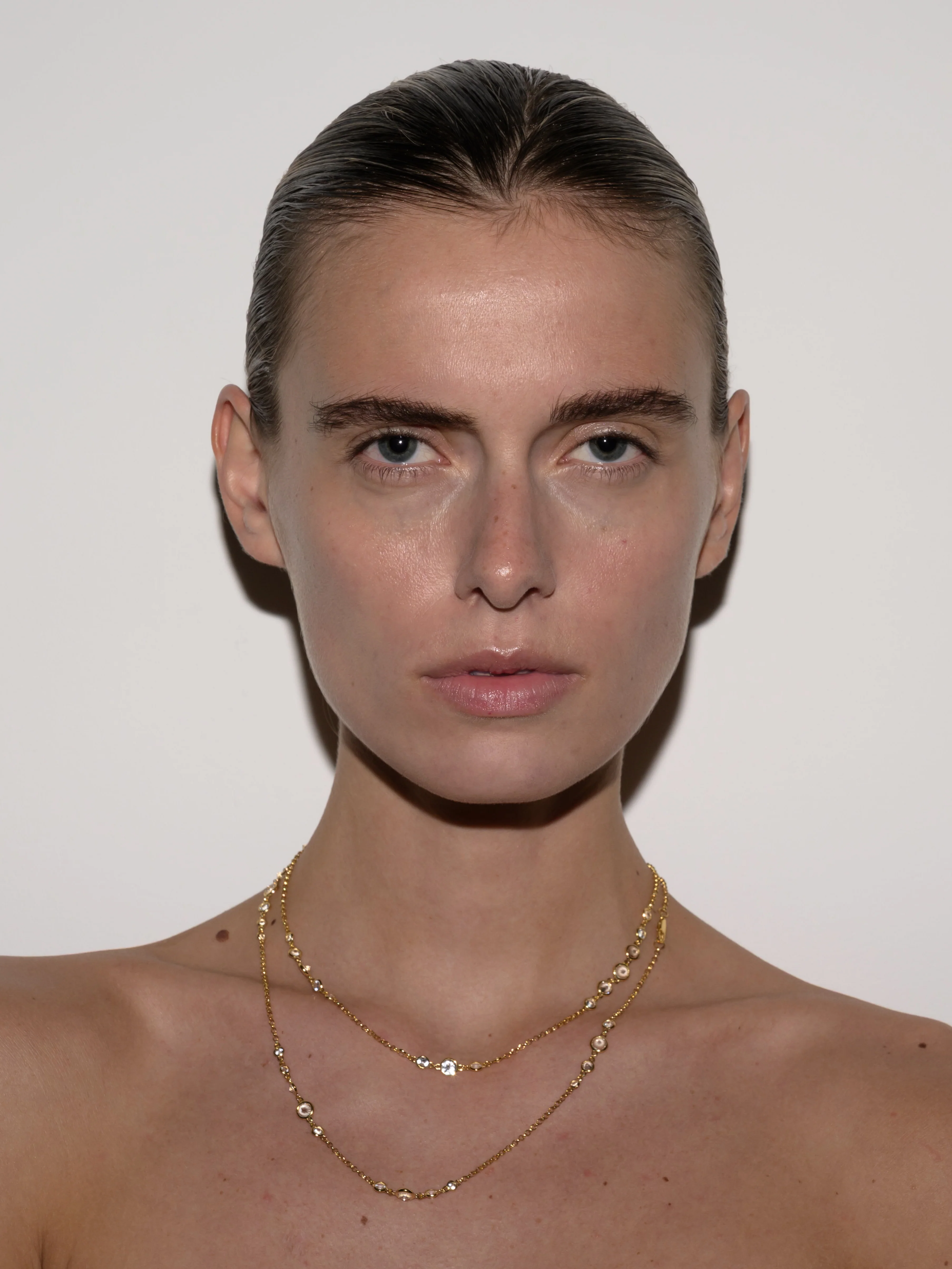 CLEMENCE GRADUATED DOUBLE-WRAP NECKLACE IN LAB WHITE SAPPHIRE, 18K GOLD VERMEIL - Image 3