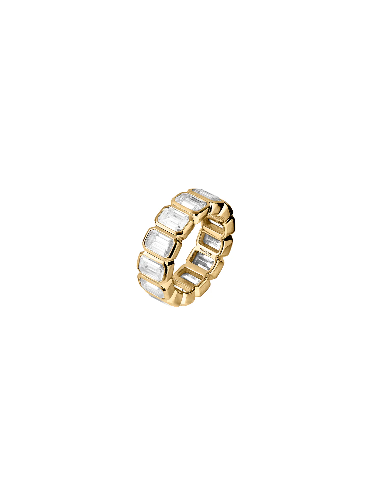 EMERALD-CUT BEZEL ETERNITY BAND IN MOISSANITE, 18K GOLD VERMEIL - Image 2