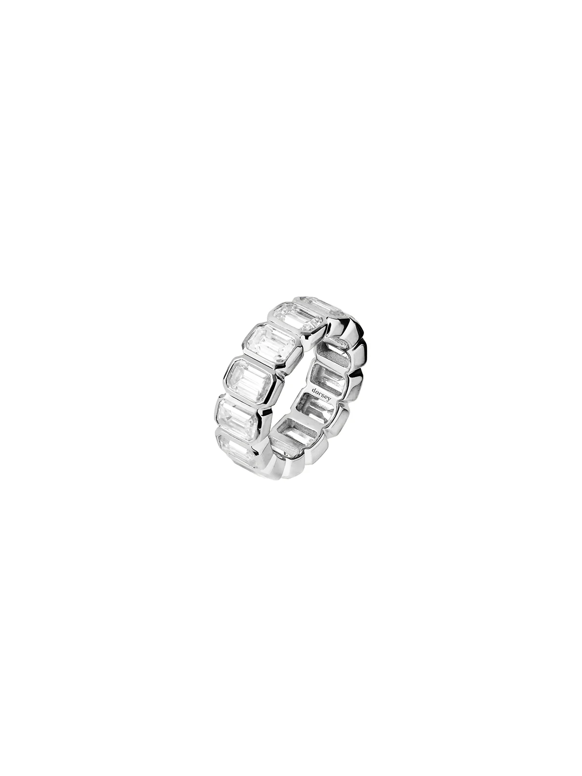 EMERALD-CUT BEZEL ETERNITY BAND IN MOISSANITE, STERLING SILVER - Image 2