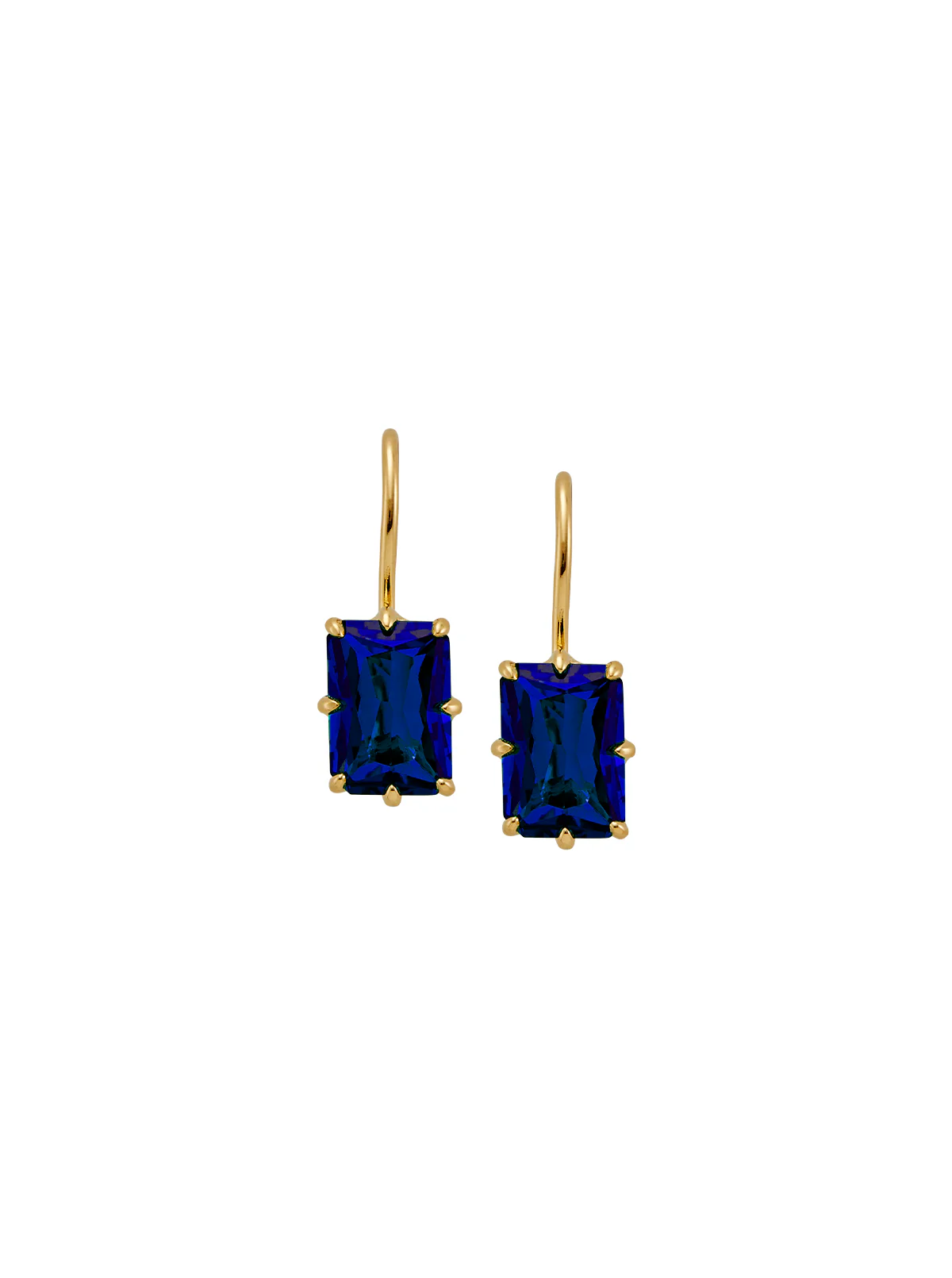 EMILE EARRINGS IN LAB BLUE SAPPHIRE, 18K GOLD VERMEIL