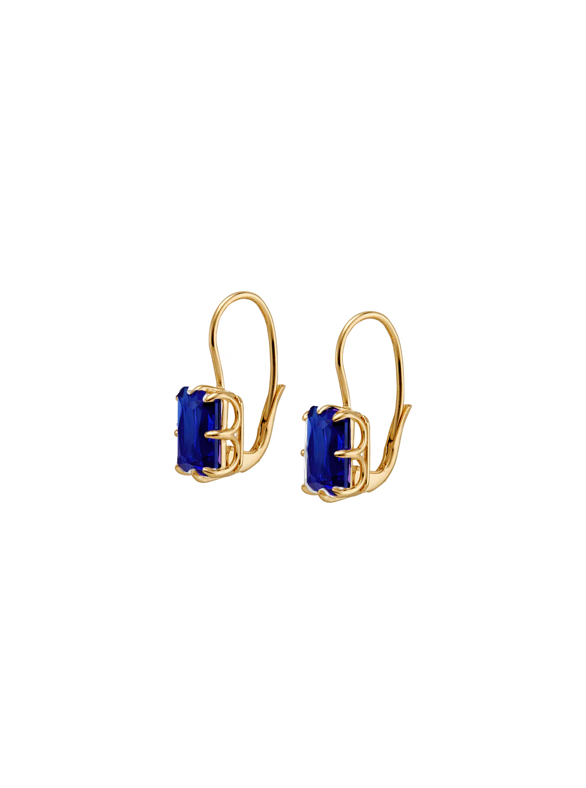 EMILE EARRINGS IN LAB BLUE SAPPHIRE, 18K GOLD VERMEIL - Image 2