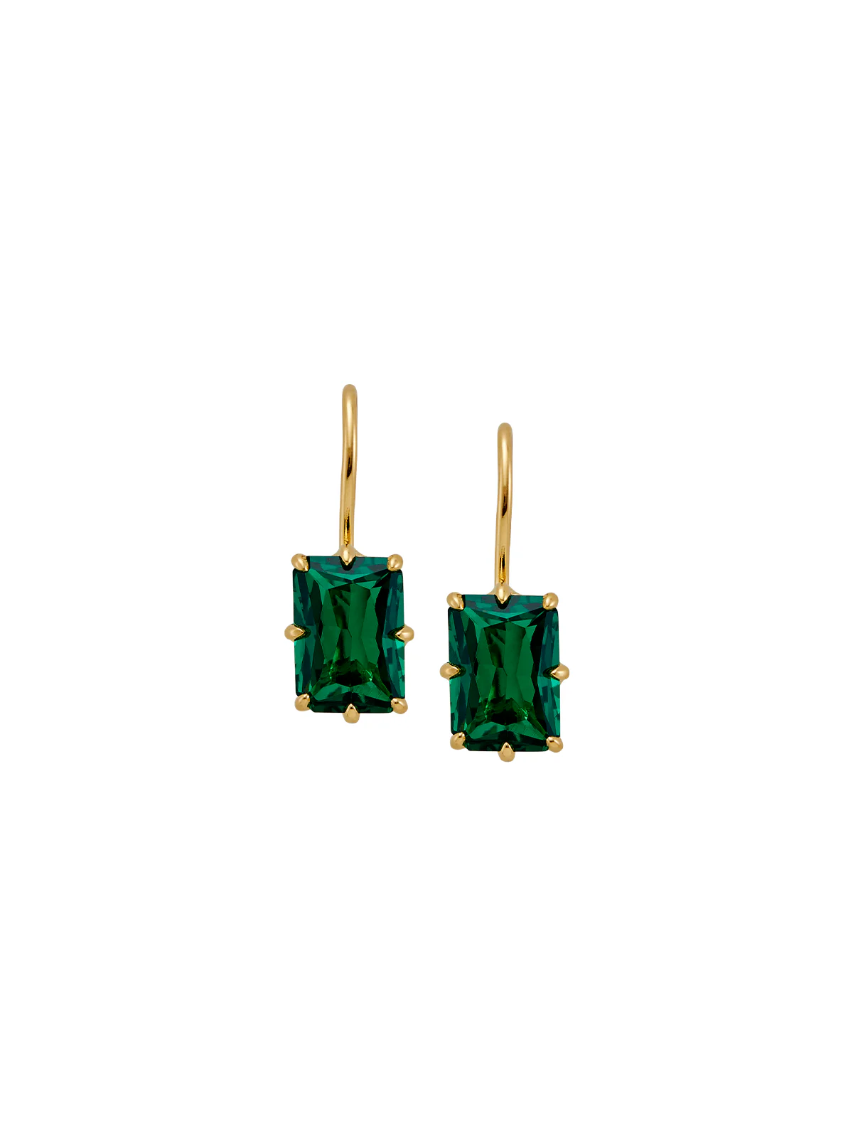 EMILE EARRINGS IN NANO EMERALD, 18K GOLD VERMEIL