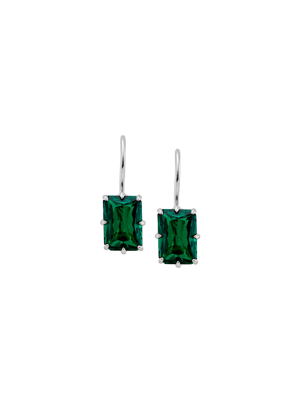 EMILE EARRINGS IN NANO EMERALD, STERLING SILVER