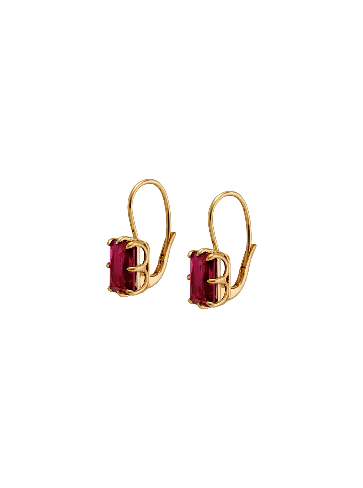 EMILE EARRINGS IN LAB RED SAPPHIRE, 18K GOLD VERMEIL - Image 2