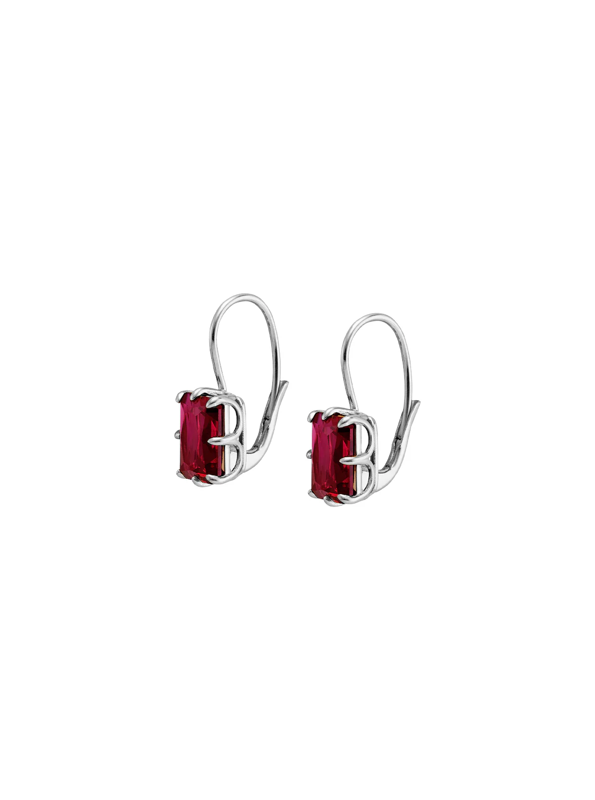 EMILE EARRINGS IN LAB RED SAPPHIRE, STERLING SILVER - Image 2
