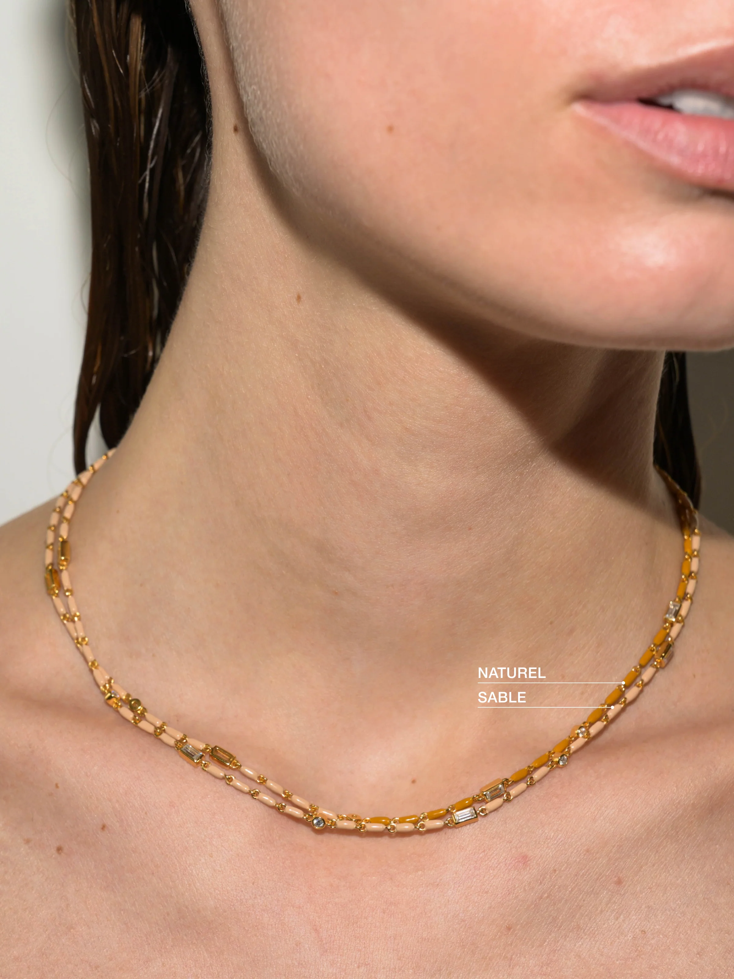 ENAMEL MOISSANITE NECKLACE IN SABLE, 18K GOLD VERMEIL - Image 4