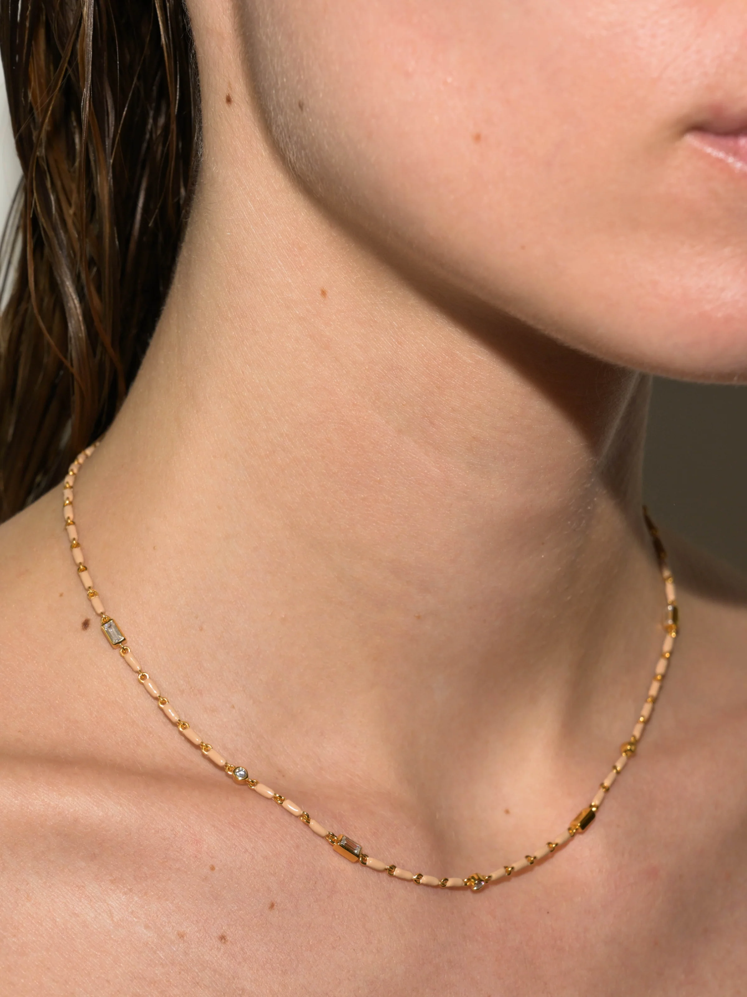 ENAMEL MOISSANITE NECKLACE IN SABLE, 18K GOLD VERMEIL - Image 3