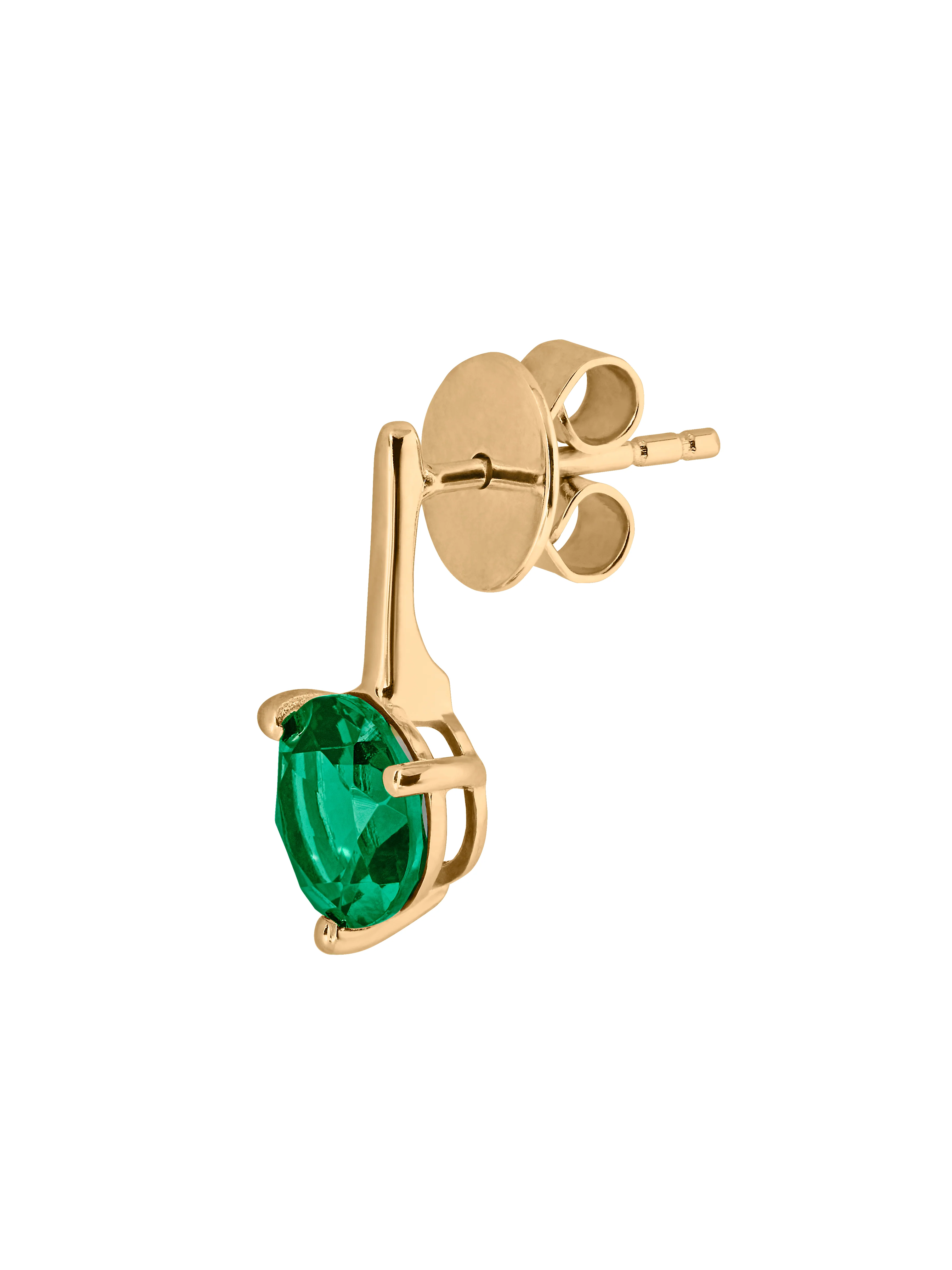 HENDRY ROUND-CUT BAR STUD EARRING IN LAB EMERALD, 18K GOLD VERMEIL - Image 2