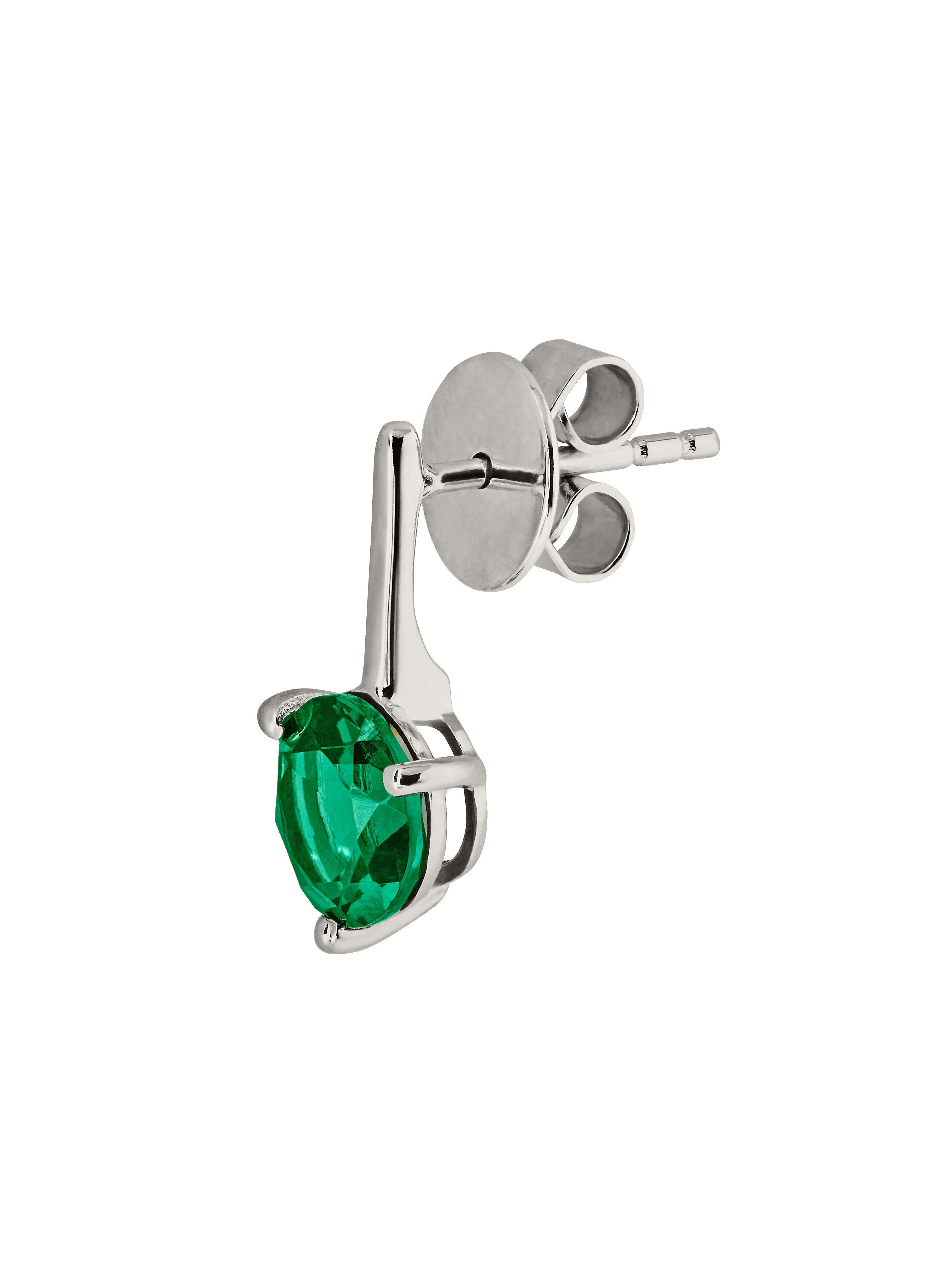 HENDRY ROUND-CUT BAR STUD EARRING IN LAB EMERALD, STERLING SILVER - Image 2