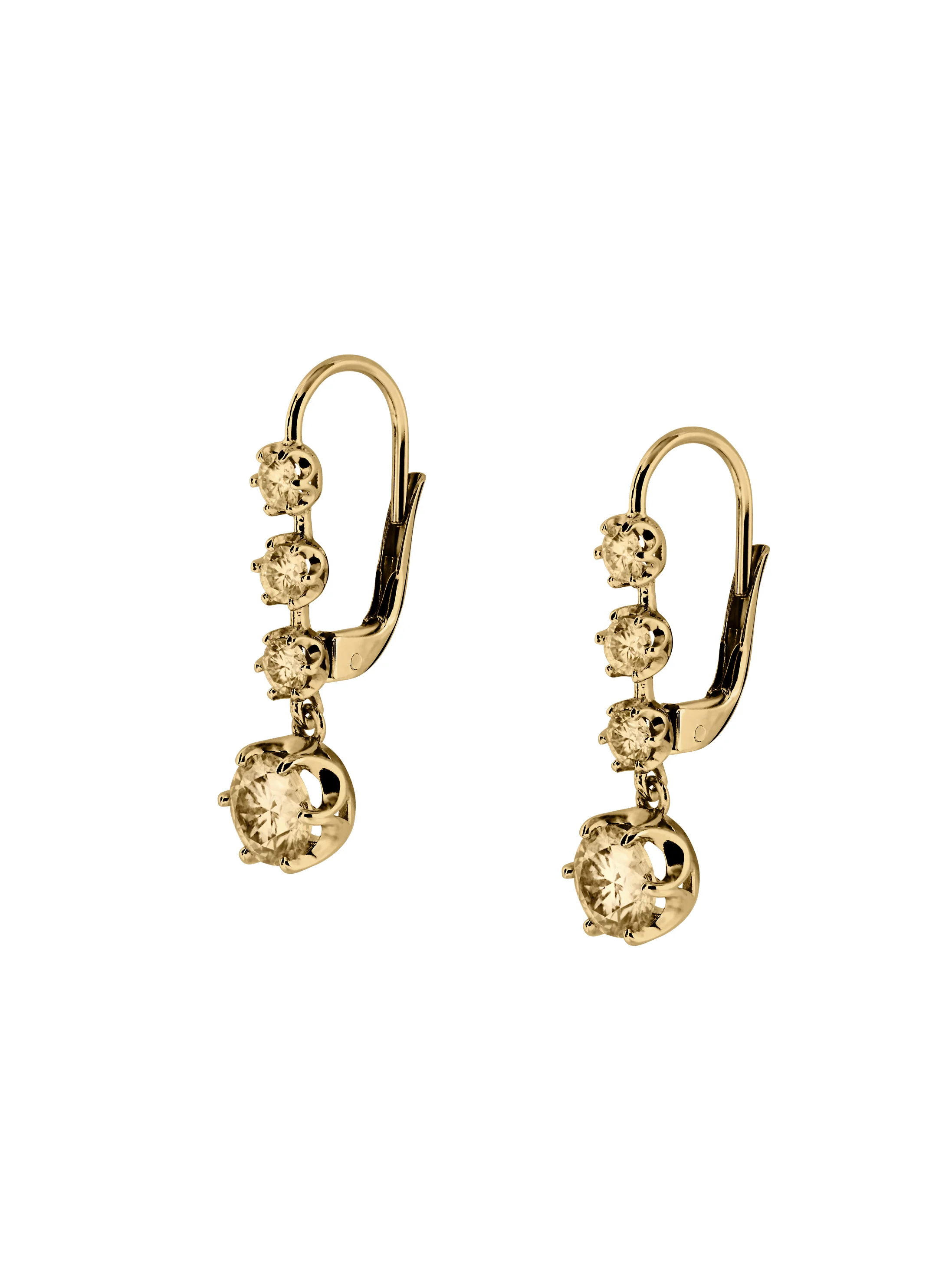 HENRIETTA 4-STONE DROP EARRINGS IN HONEY MOISSANITE, 18K GOLD VERMEIL - Image 2