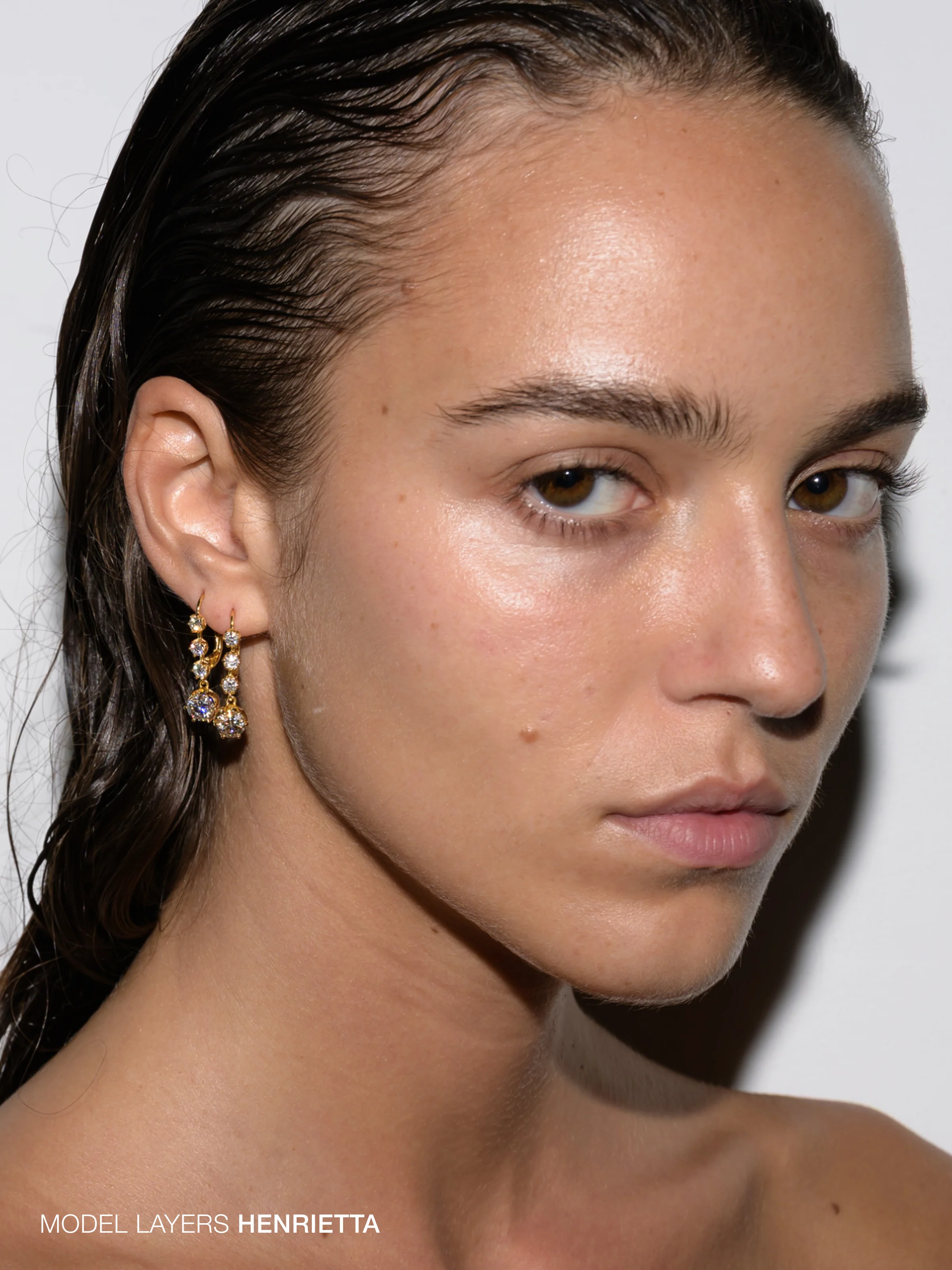 HENRIETTA 4-STONE DROP EARRINGS IN MOISSANITE, 18K GOLD VERMEIL - Image 4