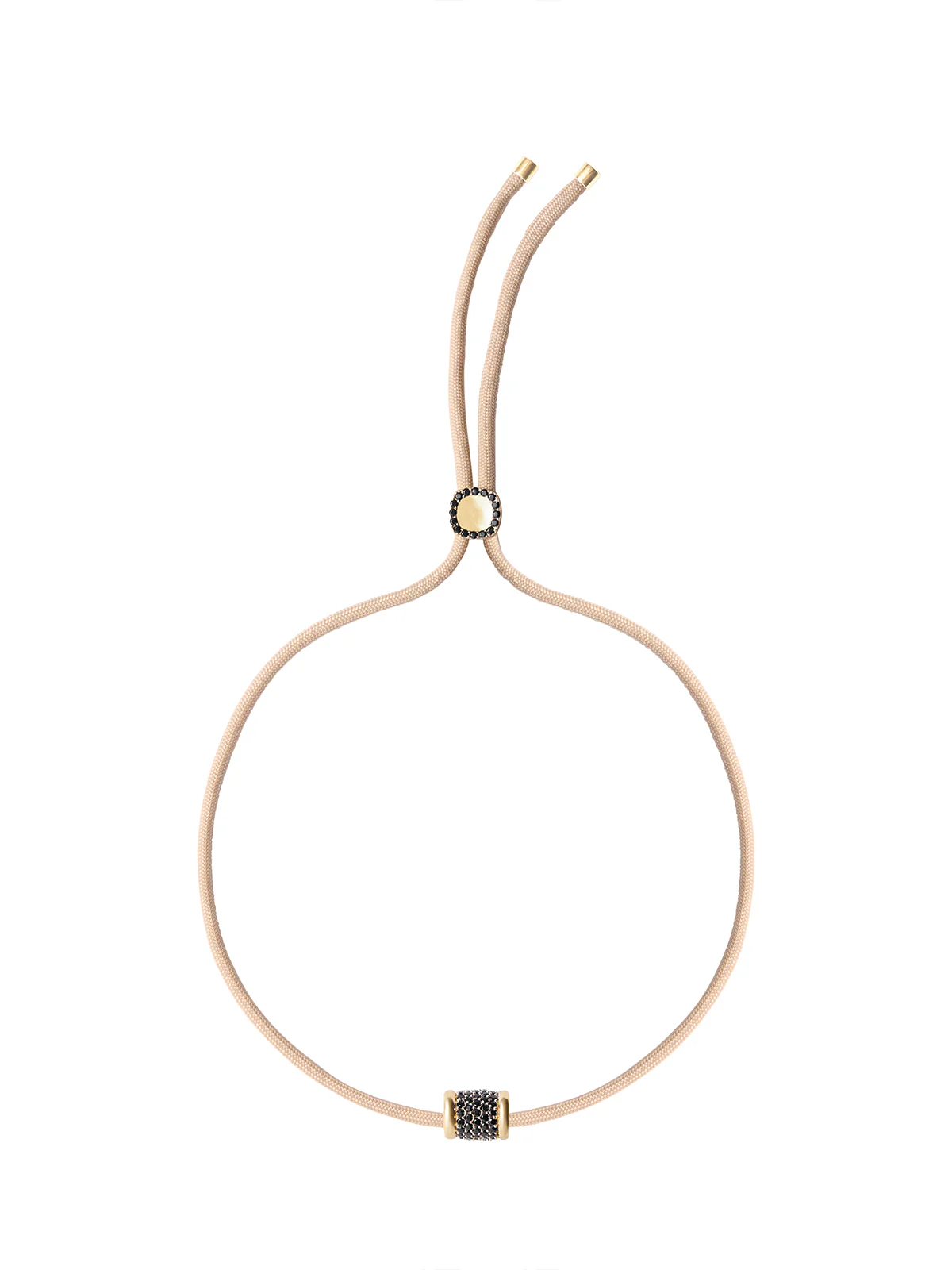 YVES BEIGE PARACORD NECKLACE IN NANO ONYX, 18K GOLD VERMEIL, 18K GOLD VERMEIL