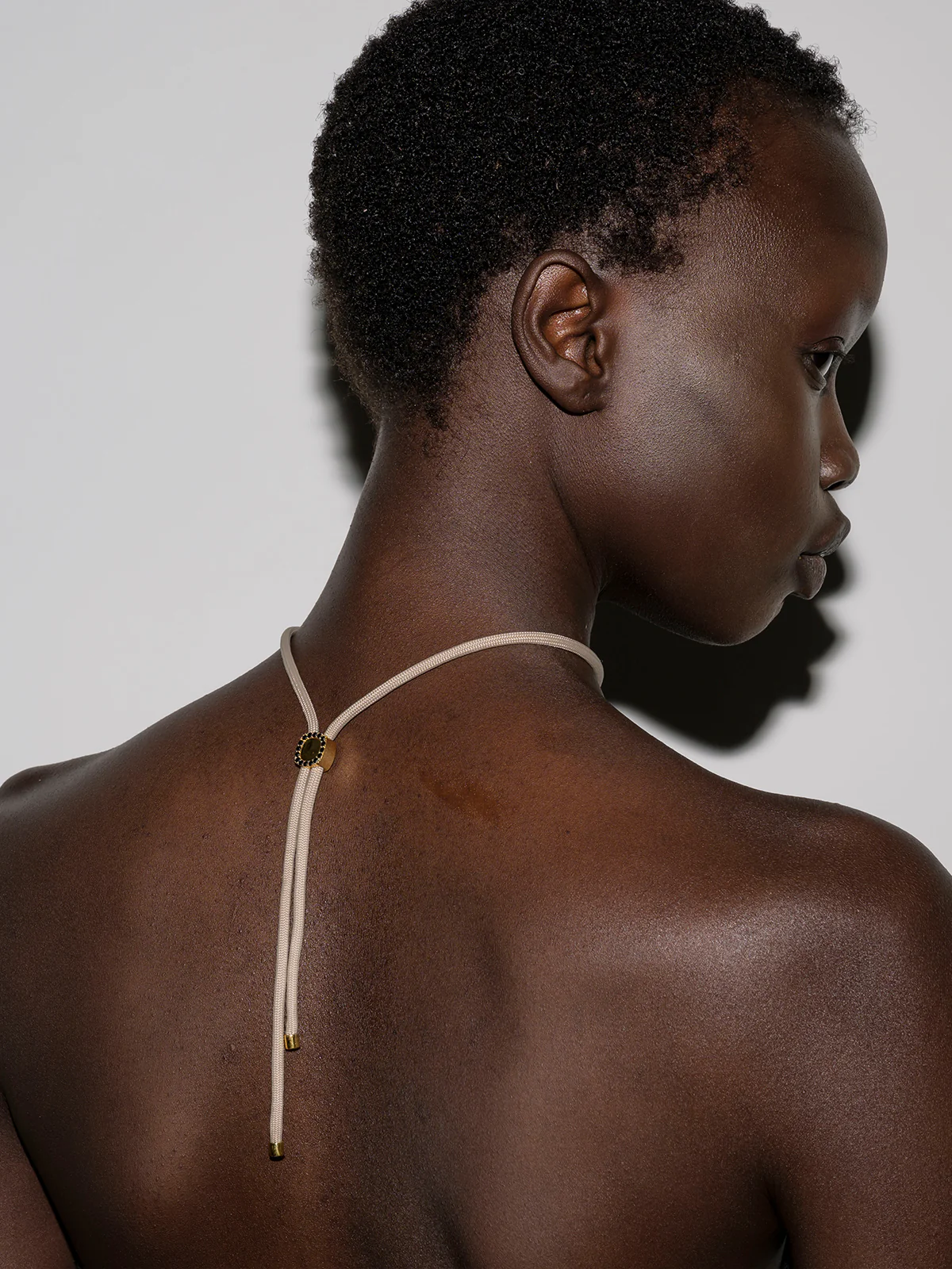 YVES BEIGE PARACORD NECKLACE IN NANO ONYX, 18K GOLD VERMEIL, 18K GOLD VERMEIL - Image 4
