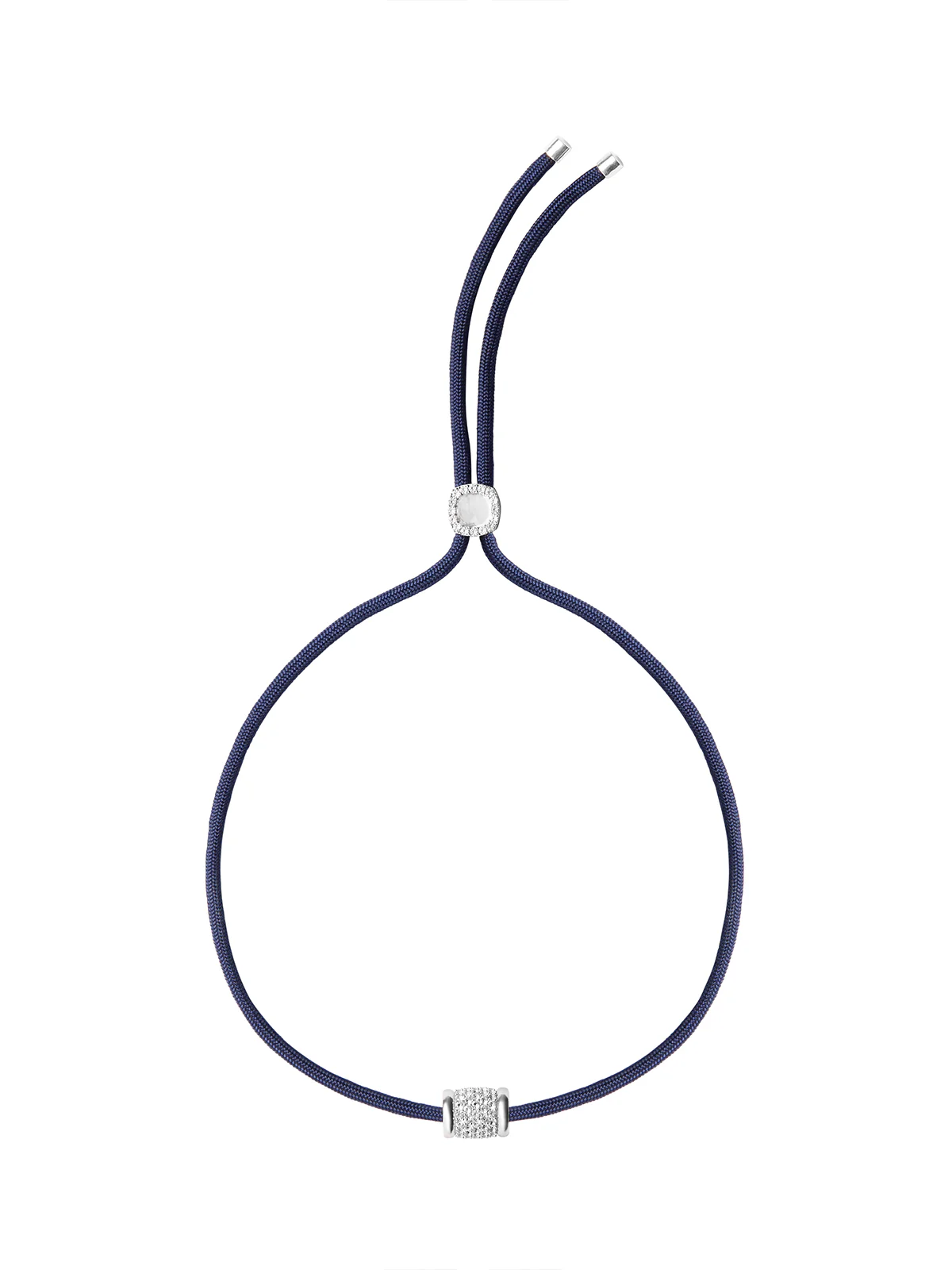 YVES MARINE PARACORD NECKLACE IN LAB WHITE SAPPHIRE, STERLING SILVER