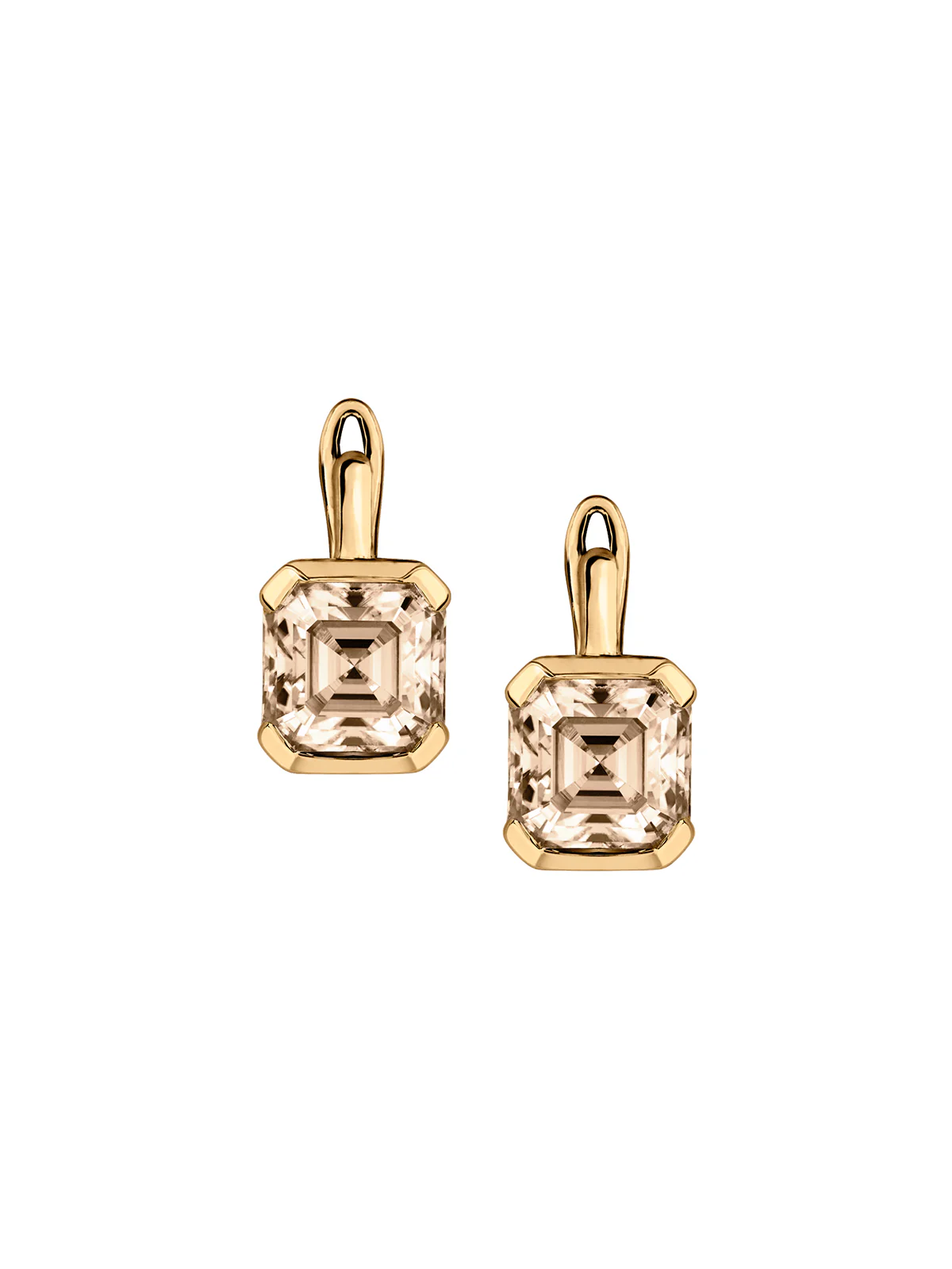 INÈS ASSCHER-CUT EARRINGS IN HONEY MOISSANITE, 18K GOLD VERMEIL