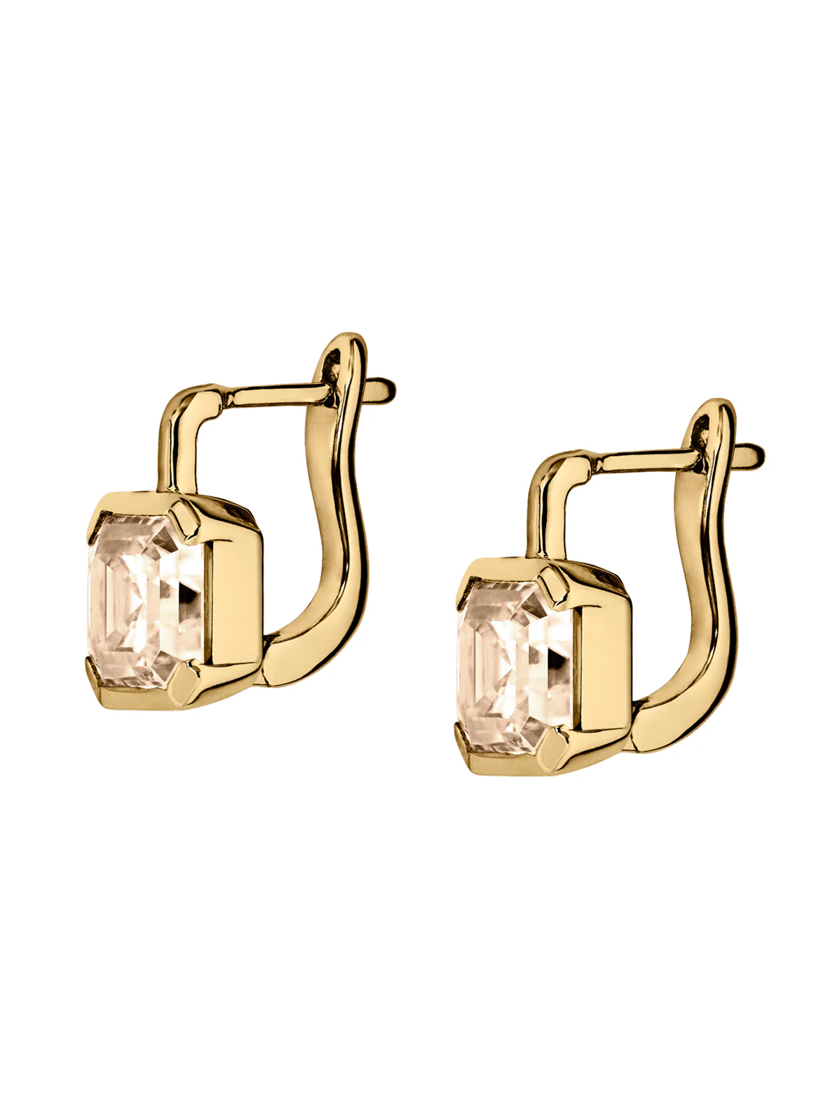INÈS ASSCHER-CUT EARRINGS IN HONEY MOISSANITE, 18K GOLD VERMEIL - Image 2