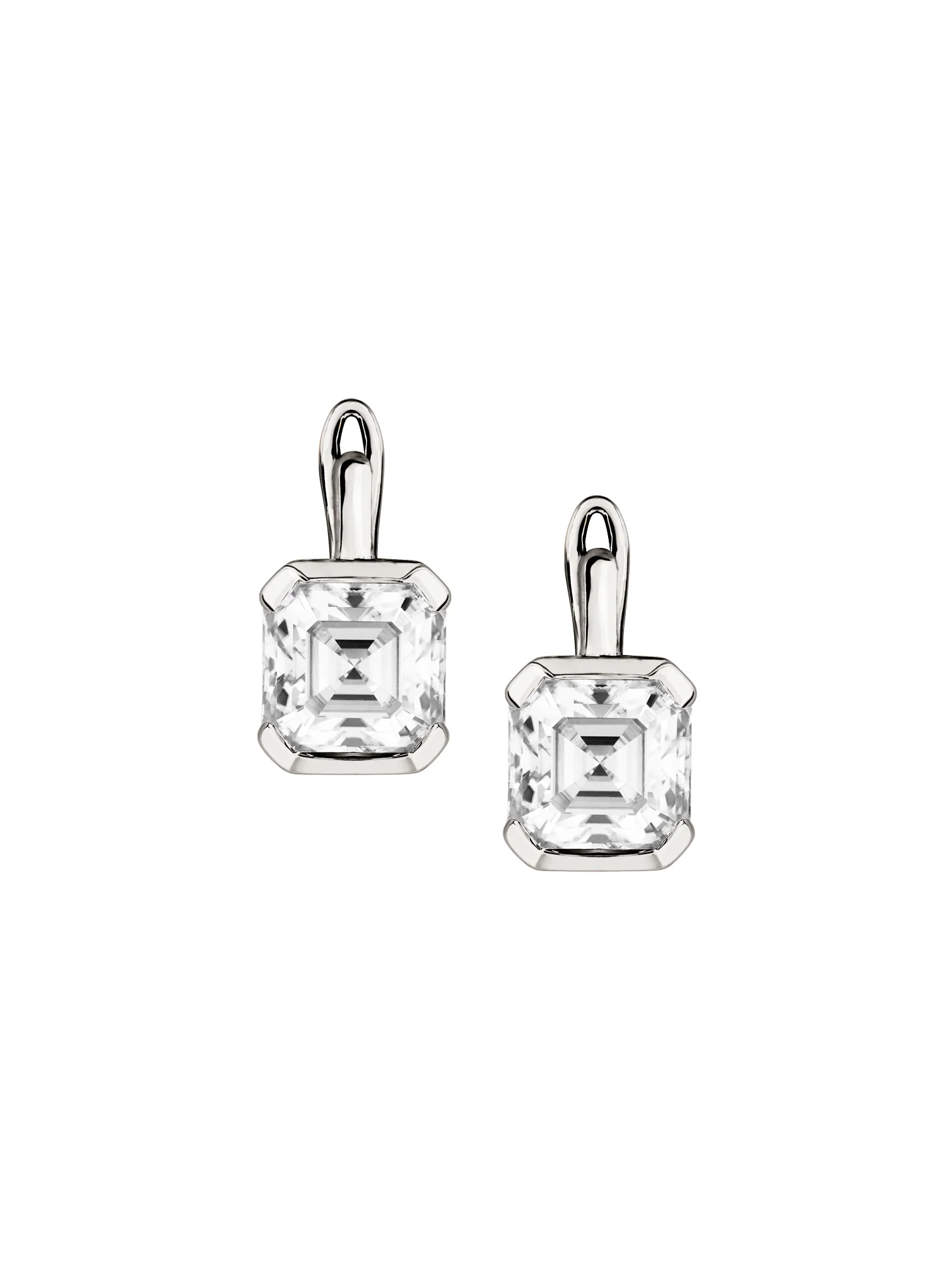 INÈS ASSCHER-CUT EARRINGS IN MOISSANITE, STERLING SILVER