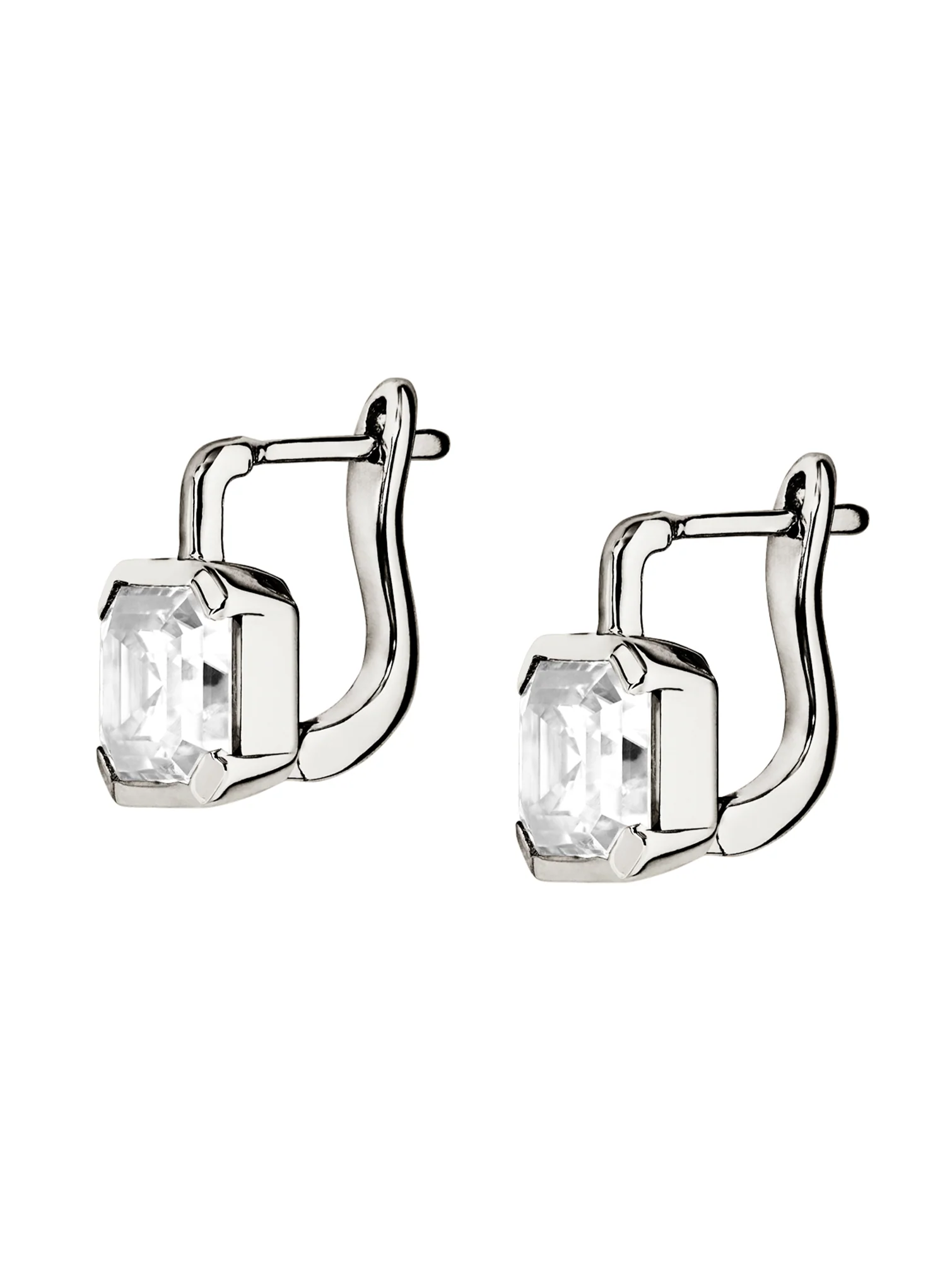 INÈS ASSCHER-CUT EARRINGS IN MOISSANITE, STERLING SILVER - Image 2