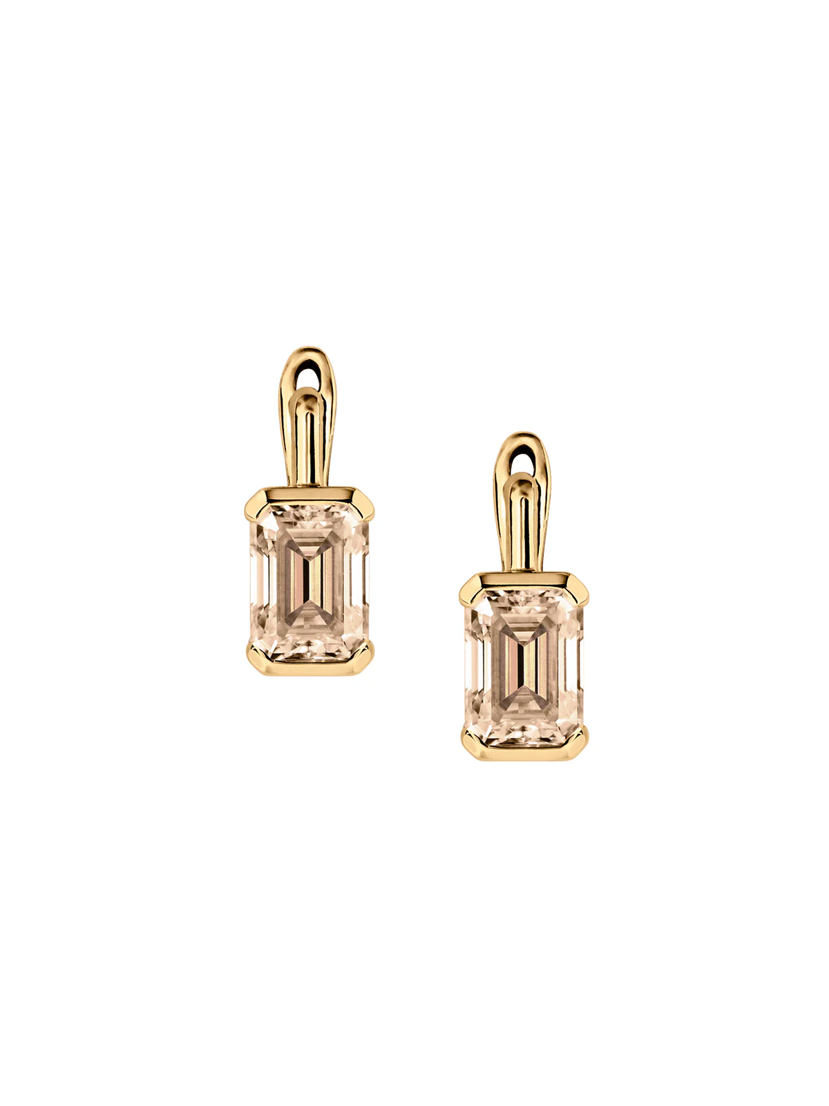INÈS EMERALD-CUT EARRINGS IN HONEY MOISSANITE, 18K GOLD VERMEIL