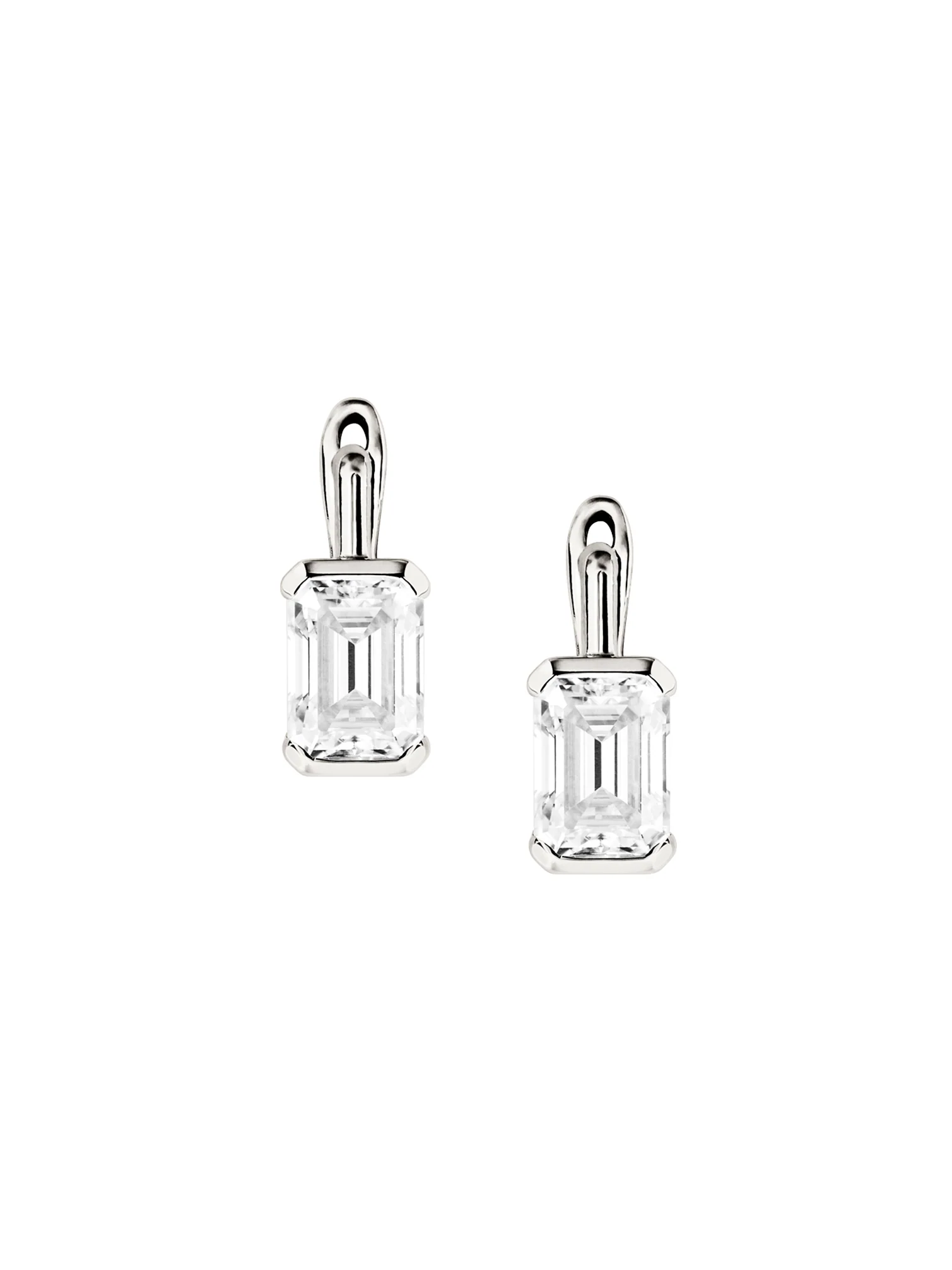 INÈS EMERALD-CUT EARRINGS IN MOISSANITE, STERLING SILVER