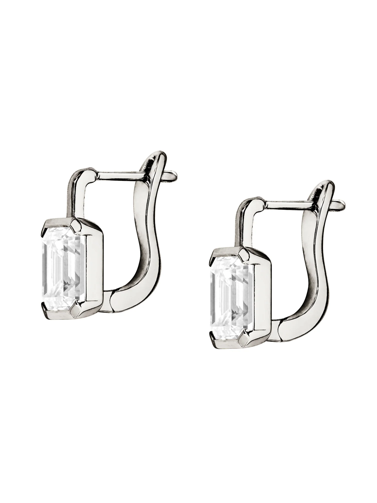 INÈS EMERALD-CUT EARRINGS IN MOISSANITE, STERLING SILVER - Image 2
