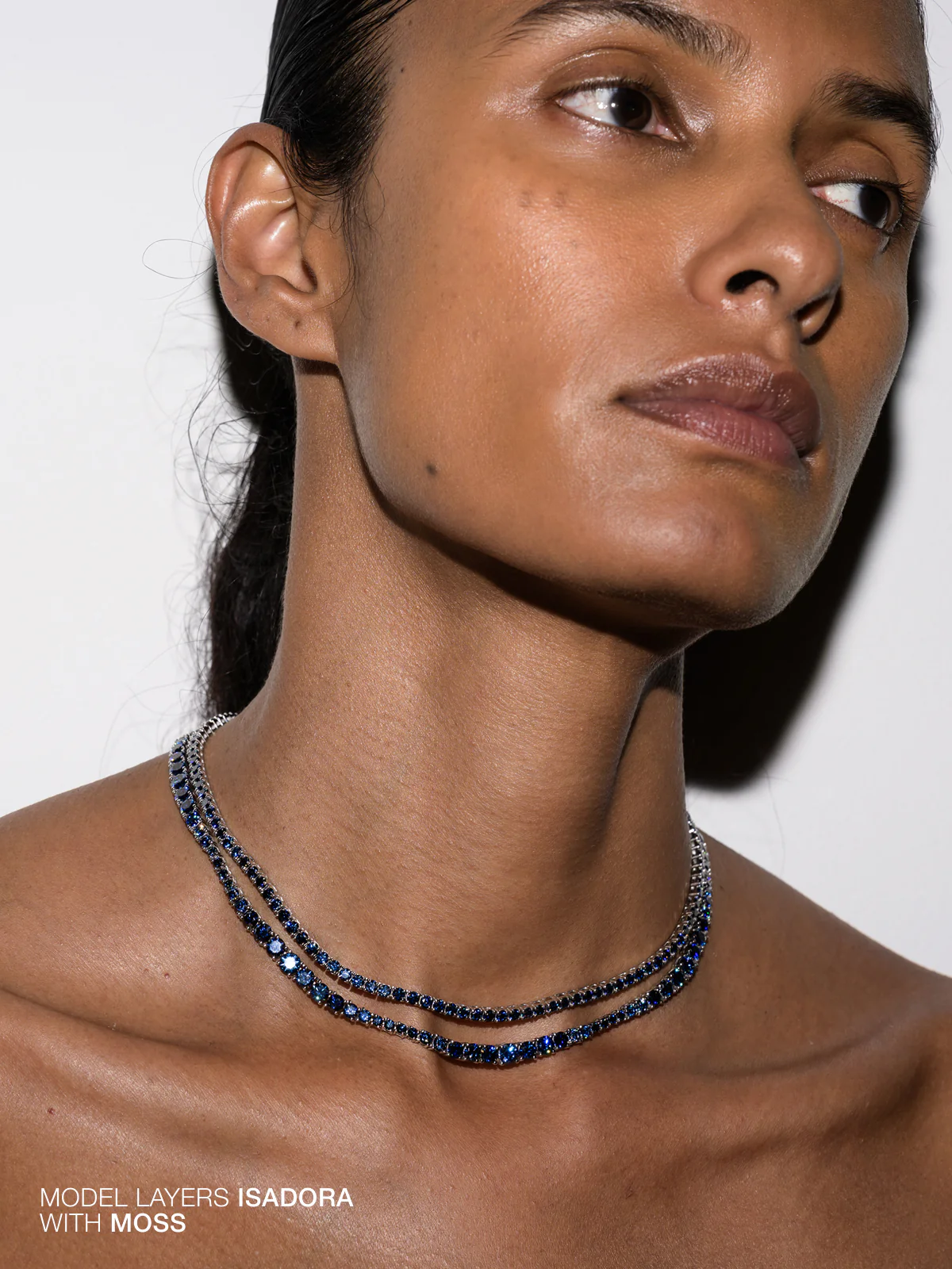 ISADORA RIVIÈRE NECKLACE IN SLATE BLUE MOISSANITE, STERLING SILVER - Image 4