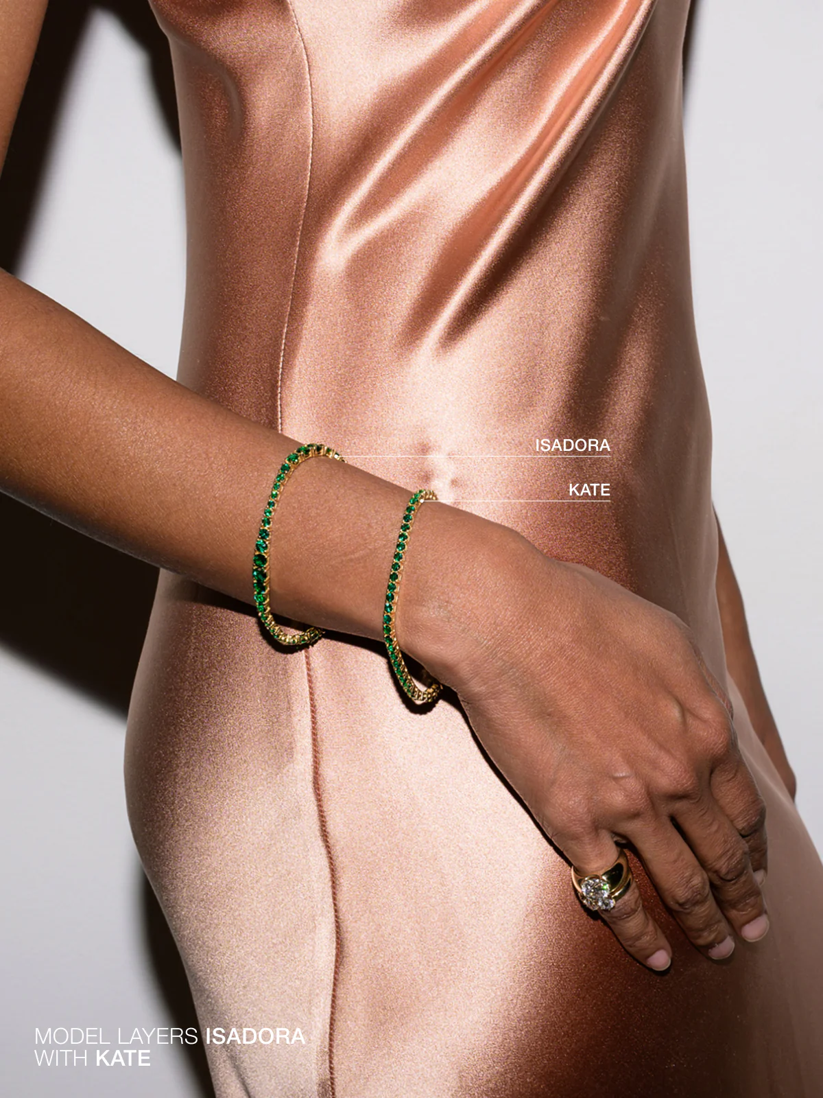 ISADORA RIVIÈRE BRACELET IN LAB EMERALD, STERLING SILVER - Image 3