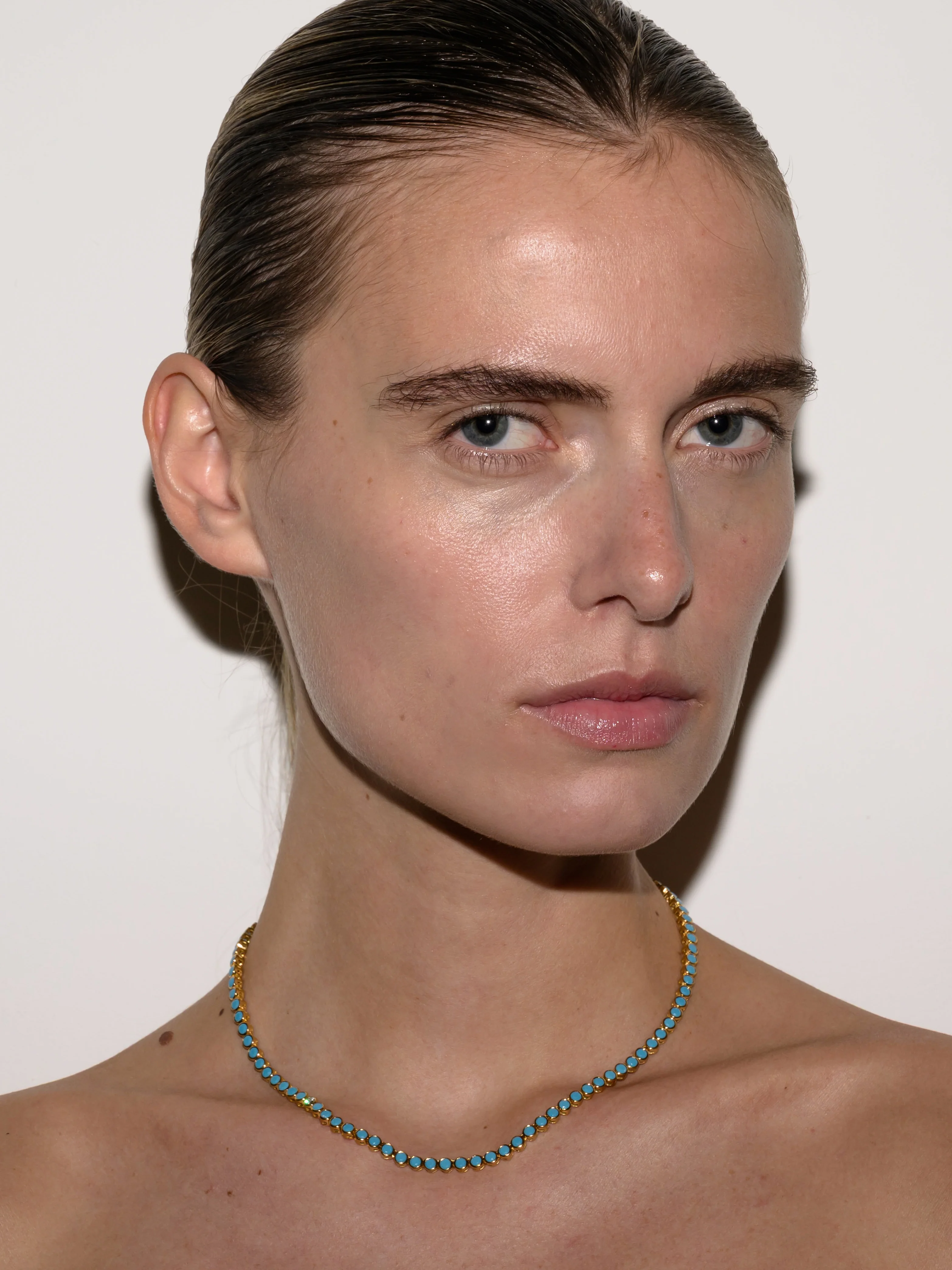 JAMES BEZEL RIVIÈRE NECKLACE IN NANO TURQUOISE WITH LAB DIAMOND, 18K GOLD VERMEIL - Image 3