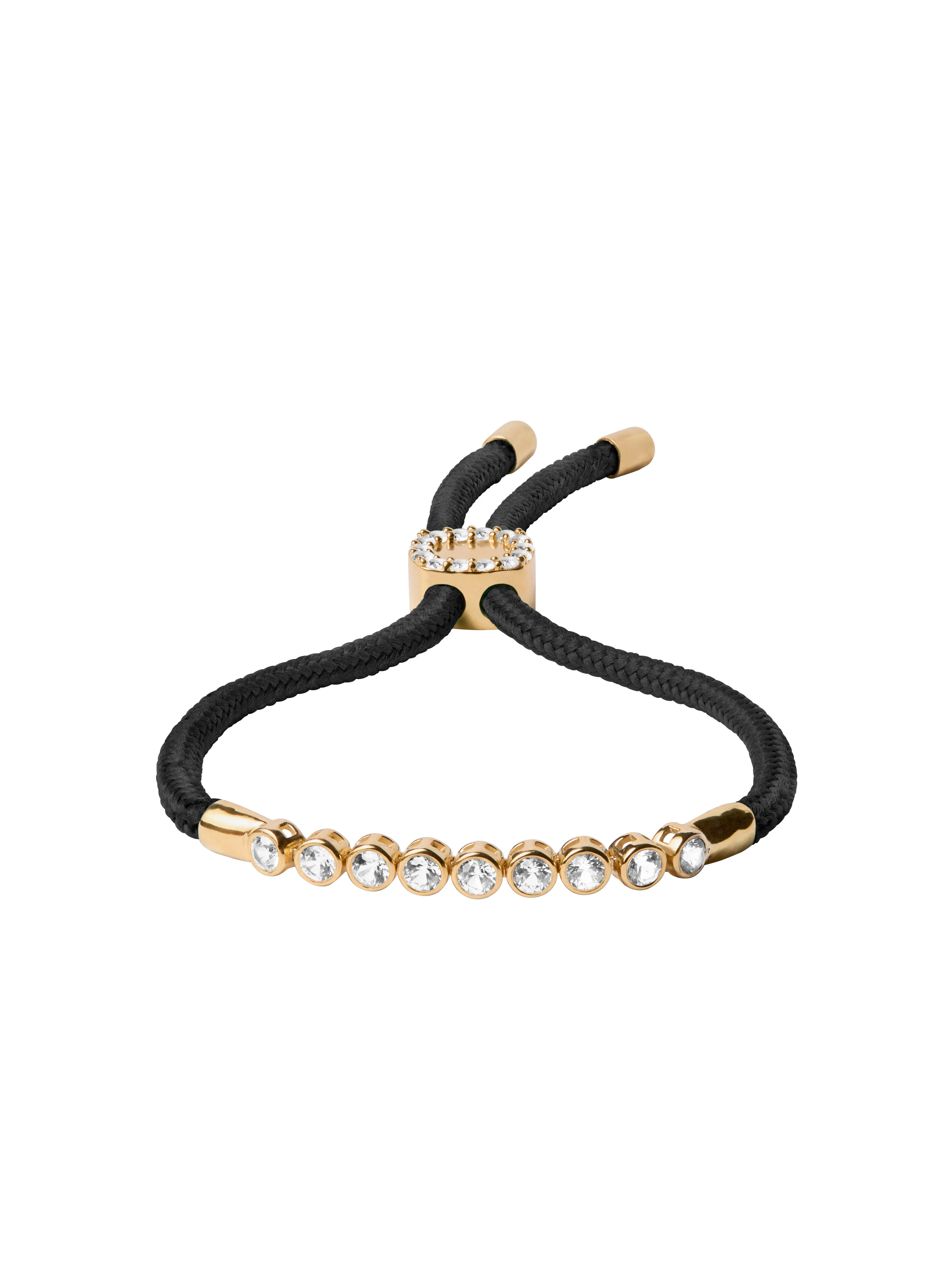 14K JAMES BEZEL NOIR PARACORD BRACELET IN LAB DIAMOND, 14K YELLOW GOLD