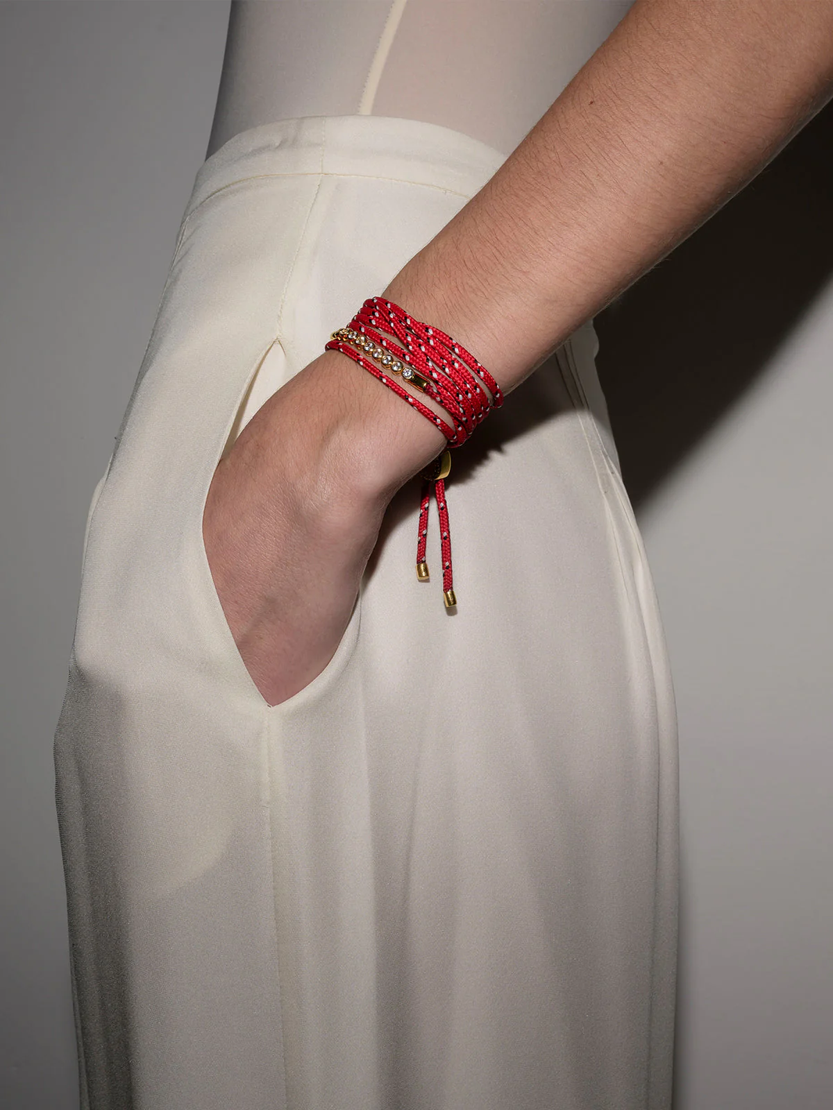 14K JAMES BEZEL ROUGE PARACORD BRACELET IN LAB DIAMOND, 14K WHITE GOLD - Image 5