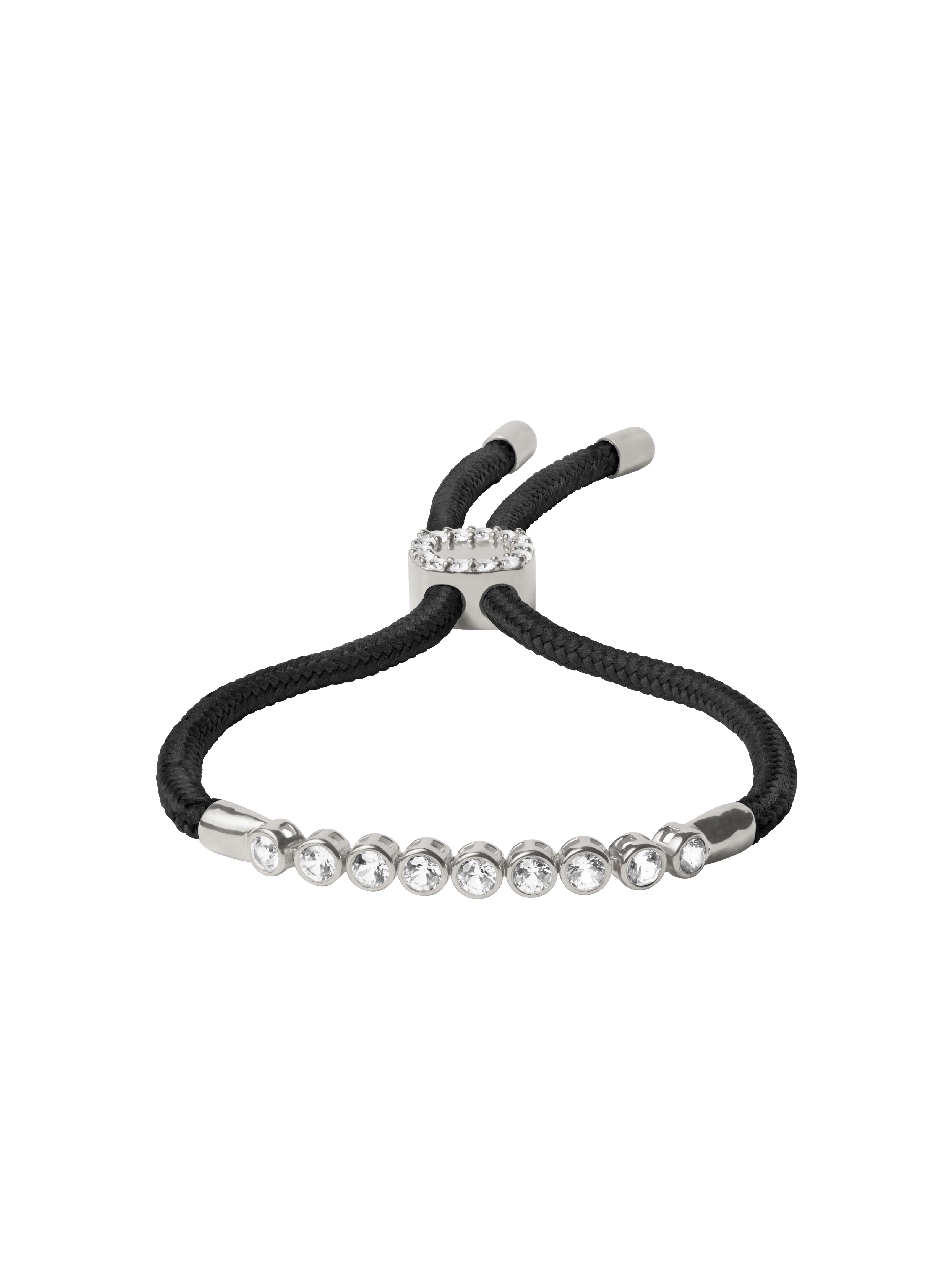JAMES BEZEL NOIR PARACORD BRACELET, SILVER, STERLING SILVER