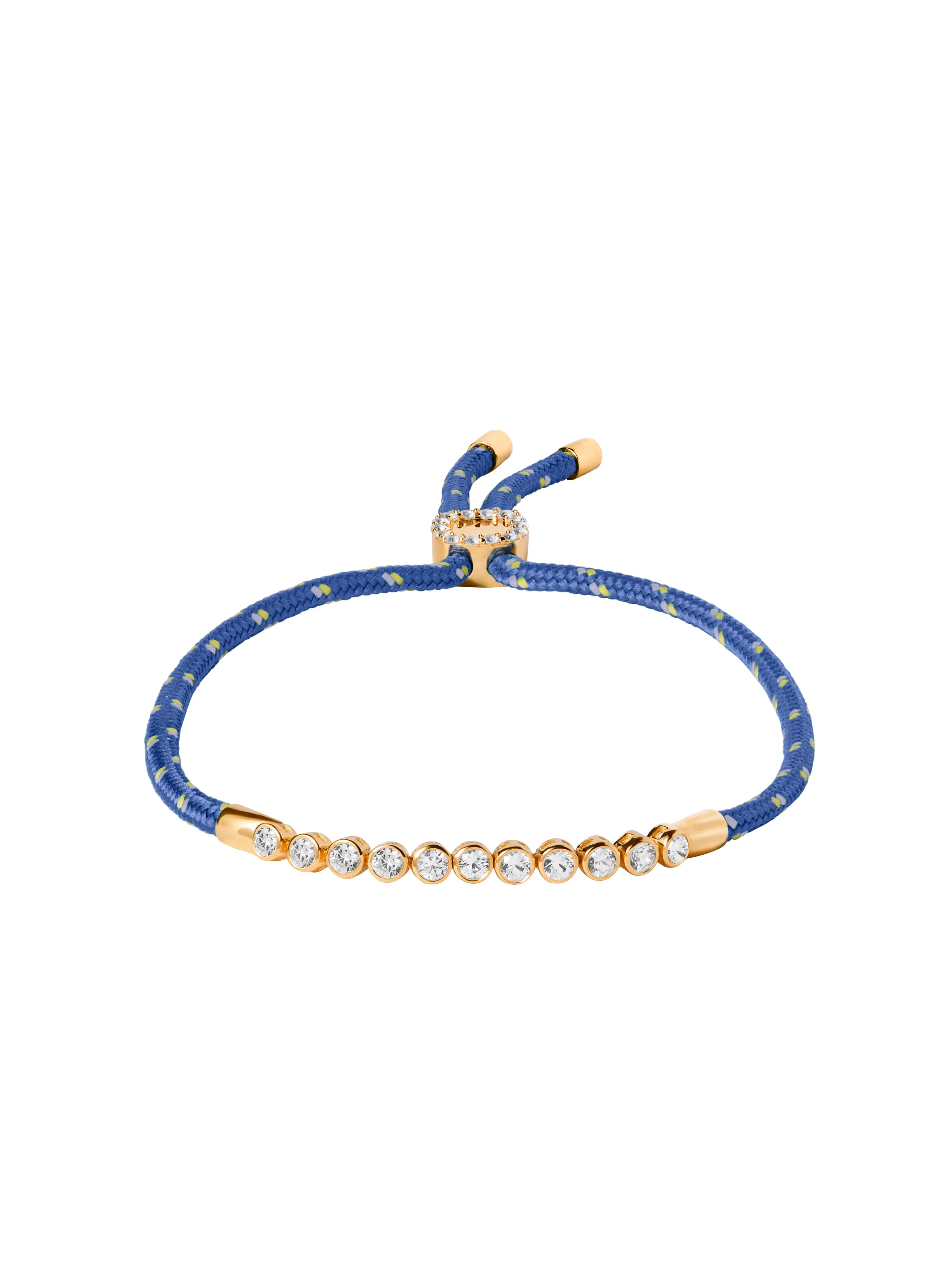 JAMES BEZEL BLEU PARACORD ANKLET IN LAB WHITE SAPPHIRE, 18K GOLD VERMEIL