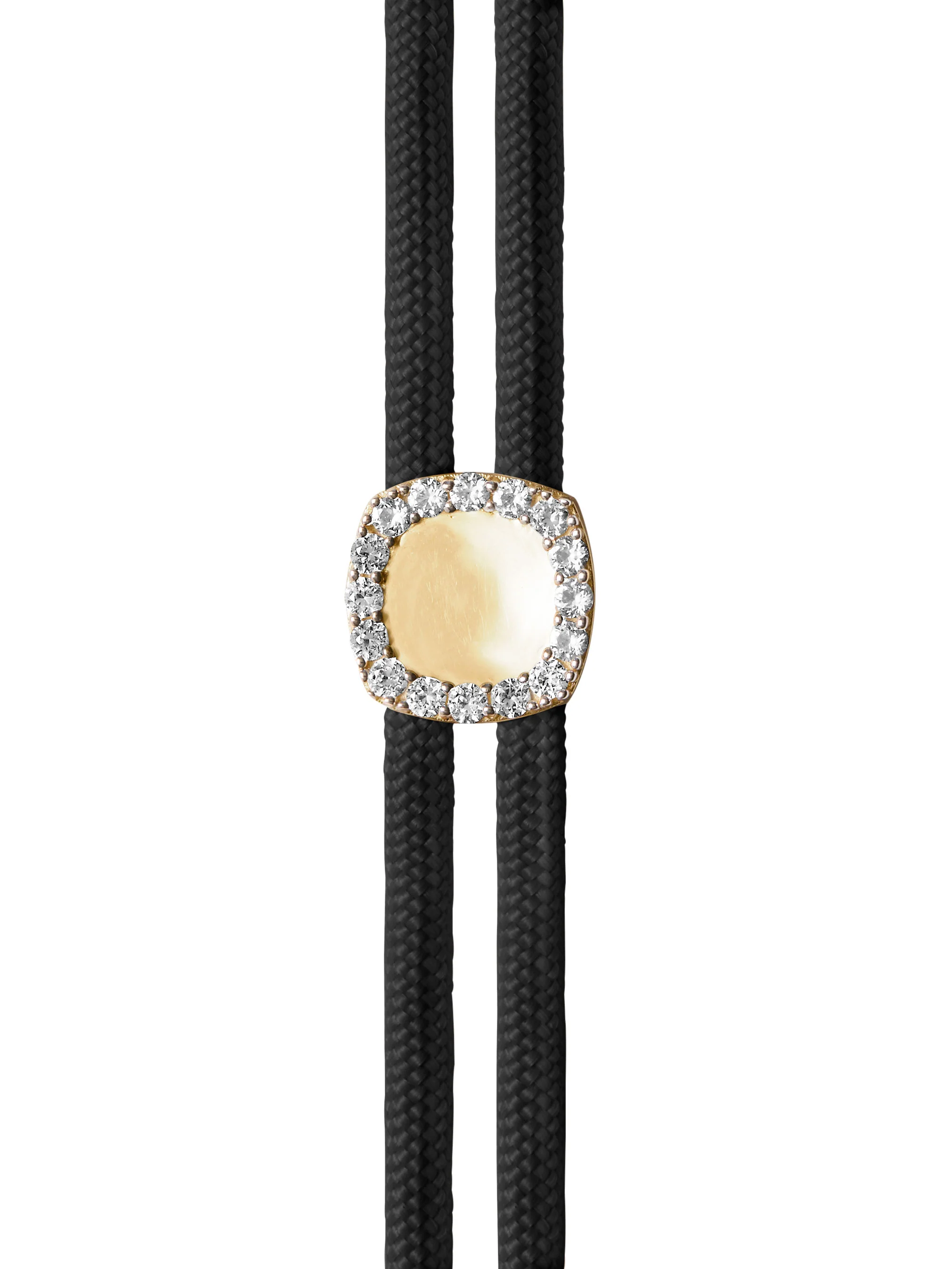 JAMES BEZEL NOIR PARACORD ANKLET IN LAB WHITE SAPPHIRE, 18K GOLD VERMEIL - Image 2