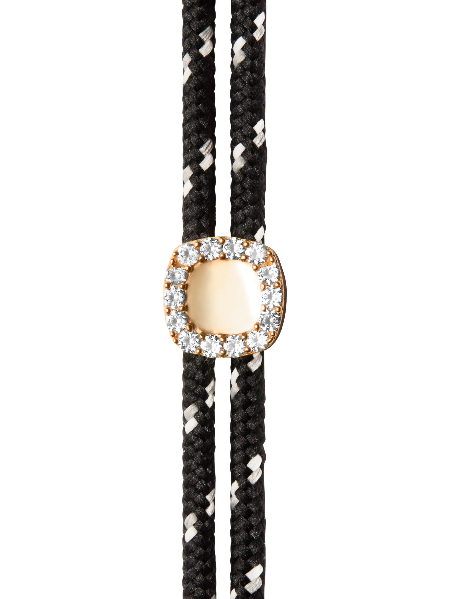 JAMES BEZEL NOIR ET BLANC PARACORD ANKLET IN LAB WHITE SAPPHIRE, 18K GOLD VERMEIL - Image 2