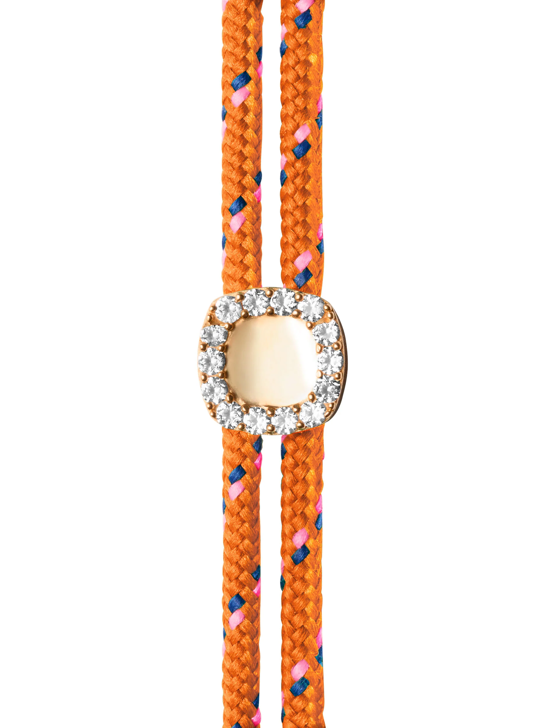JAMES BEZEL ORANGE PARACORD ANKLET IN LAB WHITE SAPPHIRE, 18K GOLD VERMEIL - Image 2