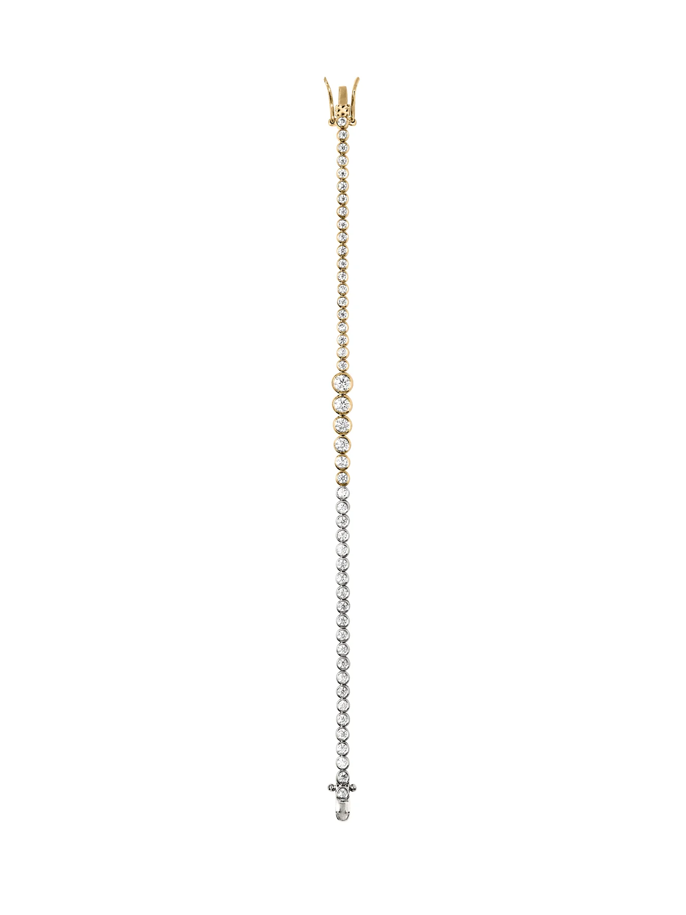 JAMES TWO-TONE GRADUATED BEZEL RIVIÈRE BRACELET IN MOISSANITE