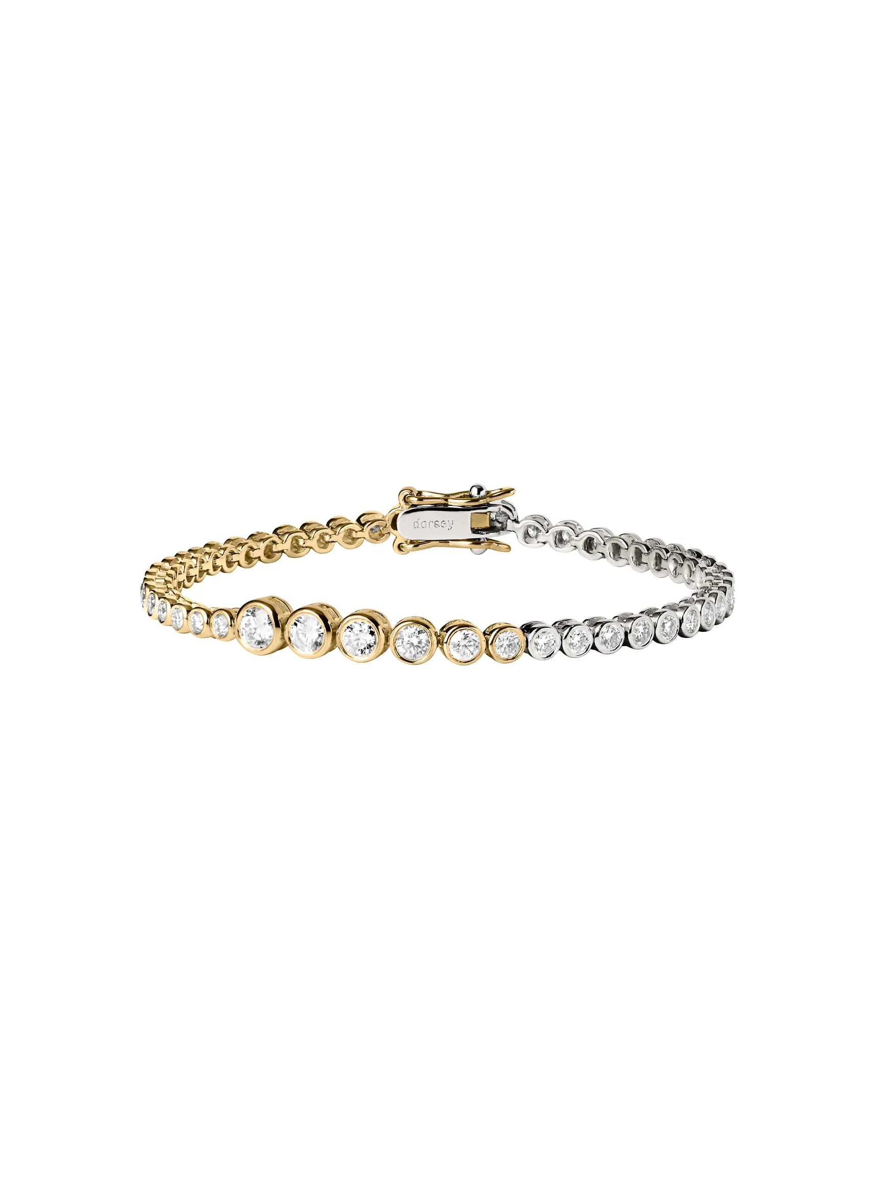 JAMES TWO-TONE GRADUATED BEZEL RIVIÈRE BRACELET IN MOISSANITE - Image 2