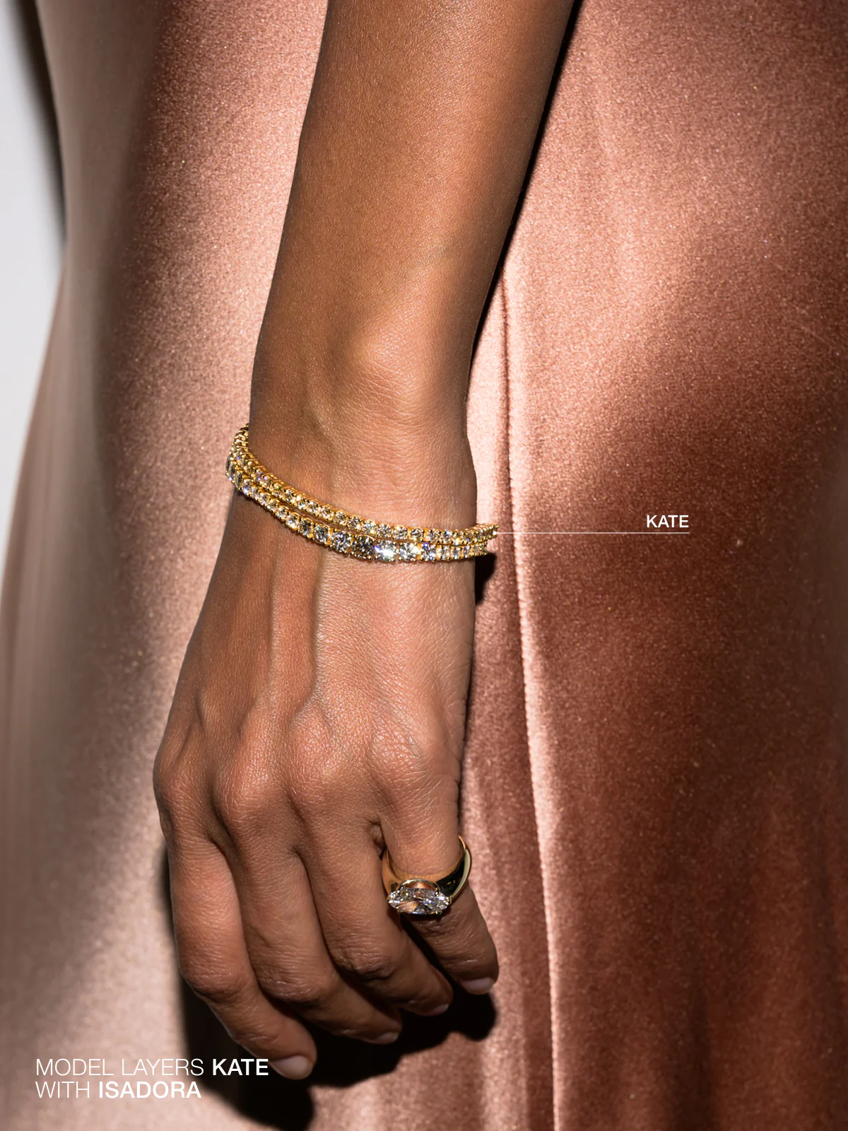 KATE RIVIÈRE BRACELET IN 3MM HONEY MOISSANITE, 18K GOLD VERMEIL - Image 3