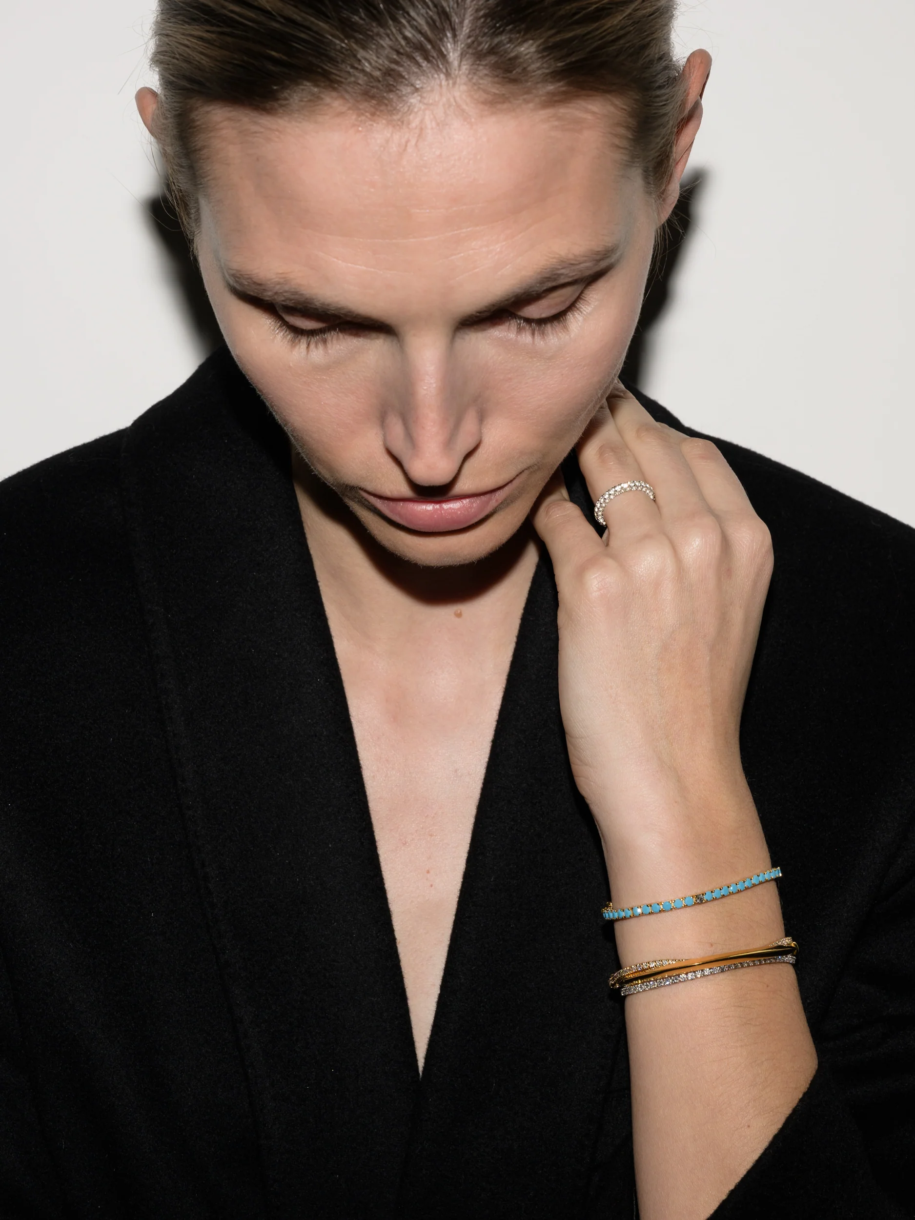 KATE RIVIÈRE BRACELET IN 3MM NANO TURQUOISE AND LAB DIAMOND, 18K GOLD VERMEIL - Image 3