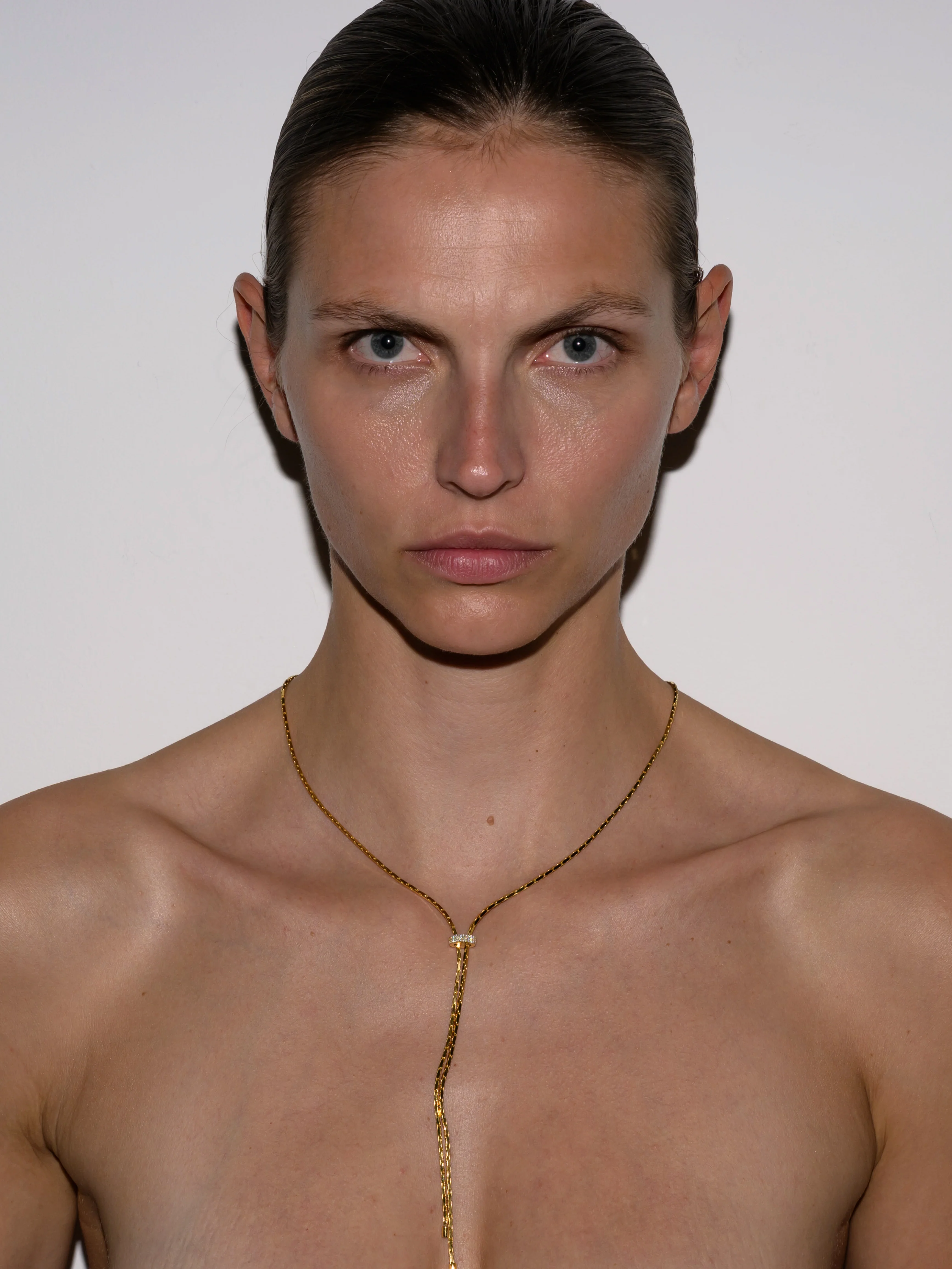 LINNEA LARIAT NECKLACE IN MOISSANITE, 18K GOLD VERMEIL - Image 4