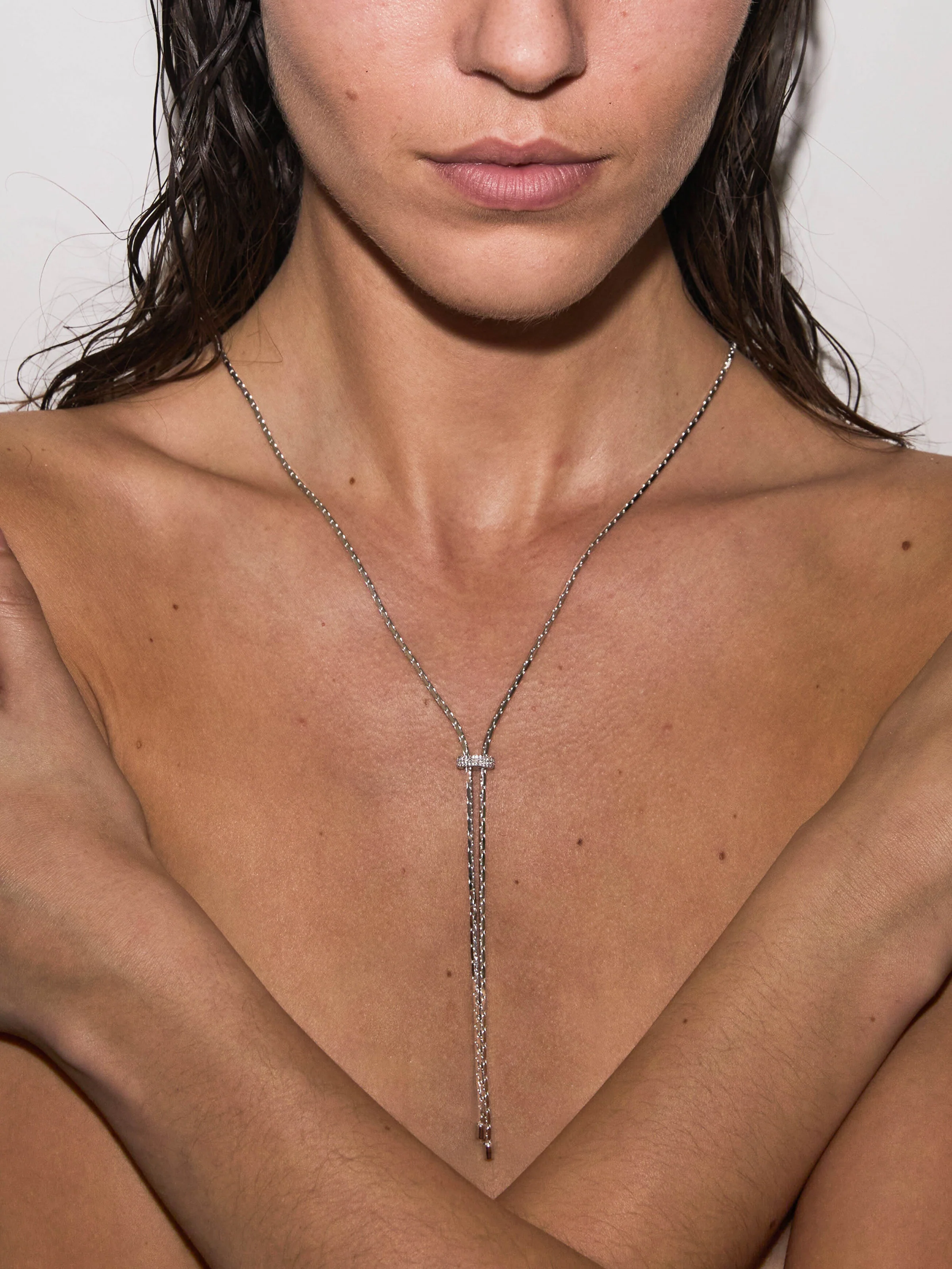 LINNEA LARIAT NECKLACE IN MOISSANITE, STERLING SILVER - Image 4
