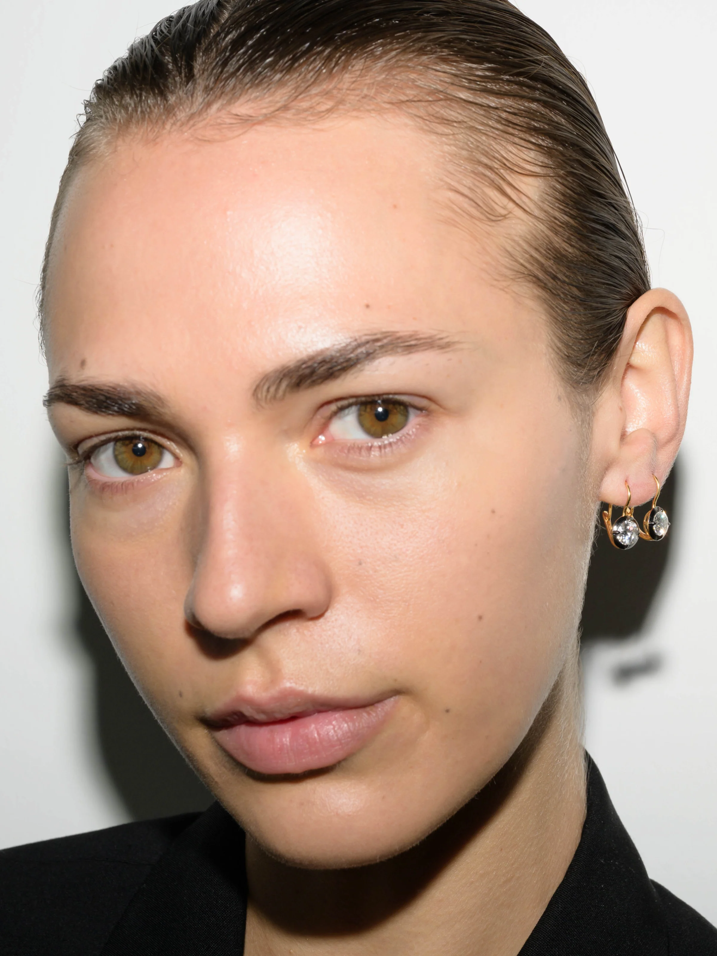 14K LUCIEN LATCHBACK EARRINGS IN LAB DIAMOND, 14K YELLOW GOLD - Image 3