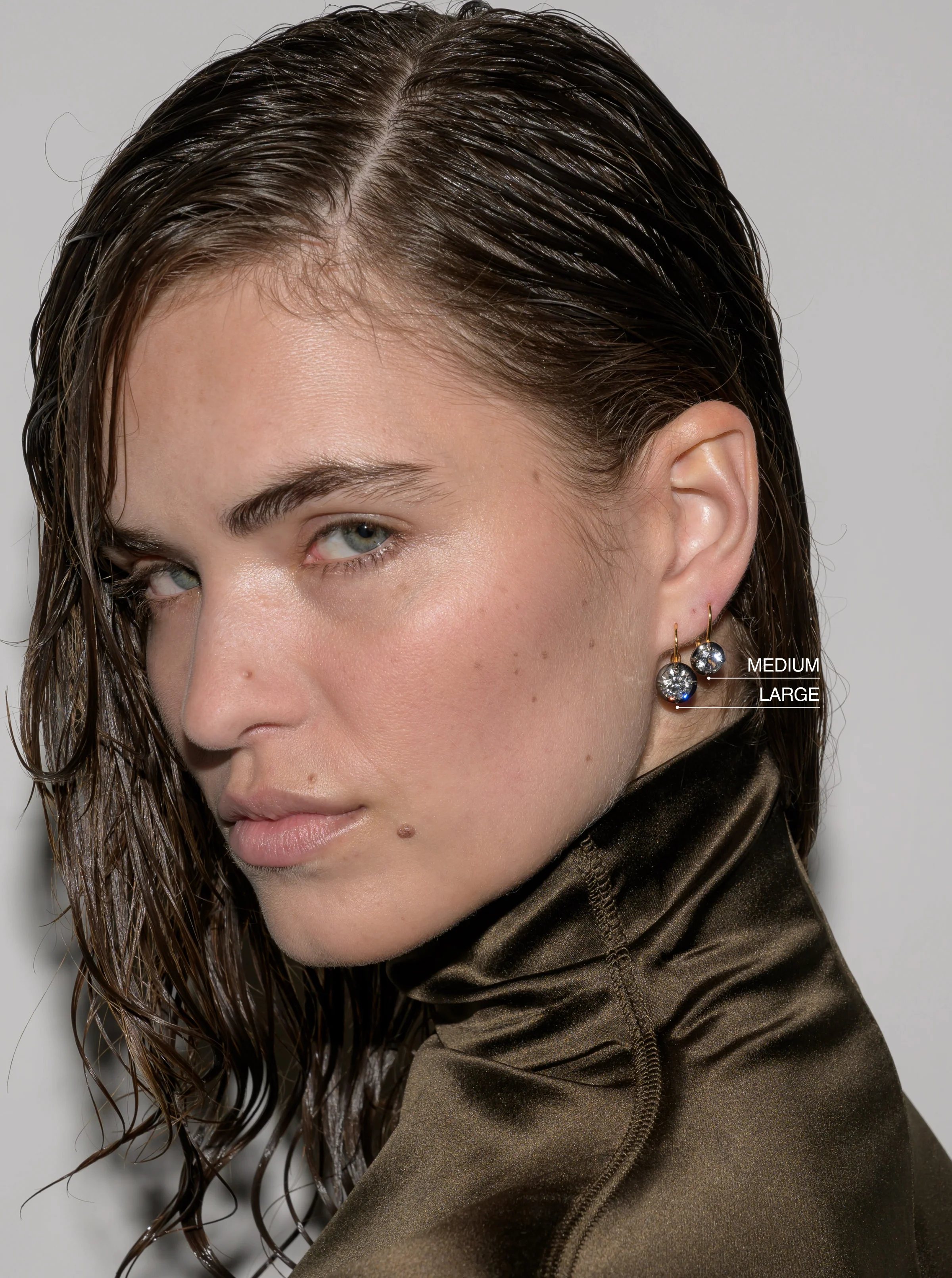 14K LUCIEN LATCHBACK EARRINGS IN LAB DIAMOND, 14K WHITE GOLD - Image 3