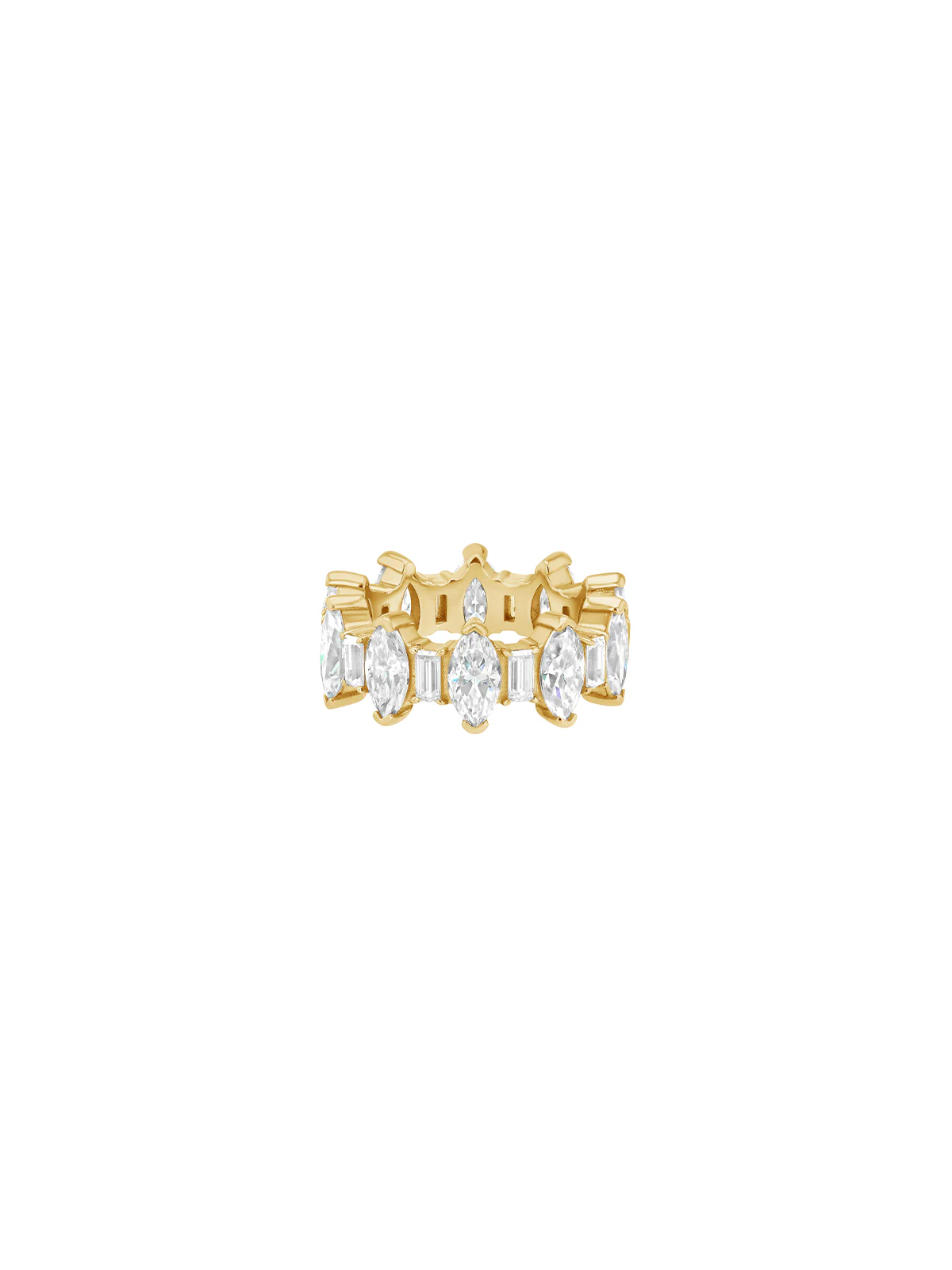 MARQUISE AND BAGUETTE ETERNITY BAND IN MOISSANITE, 18K GOLD VERMEIL