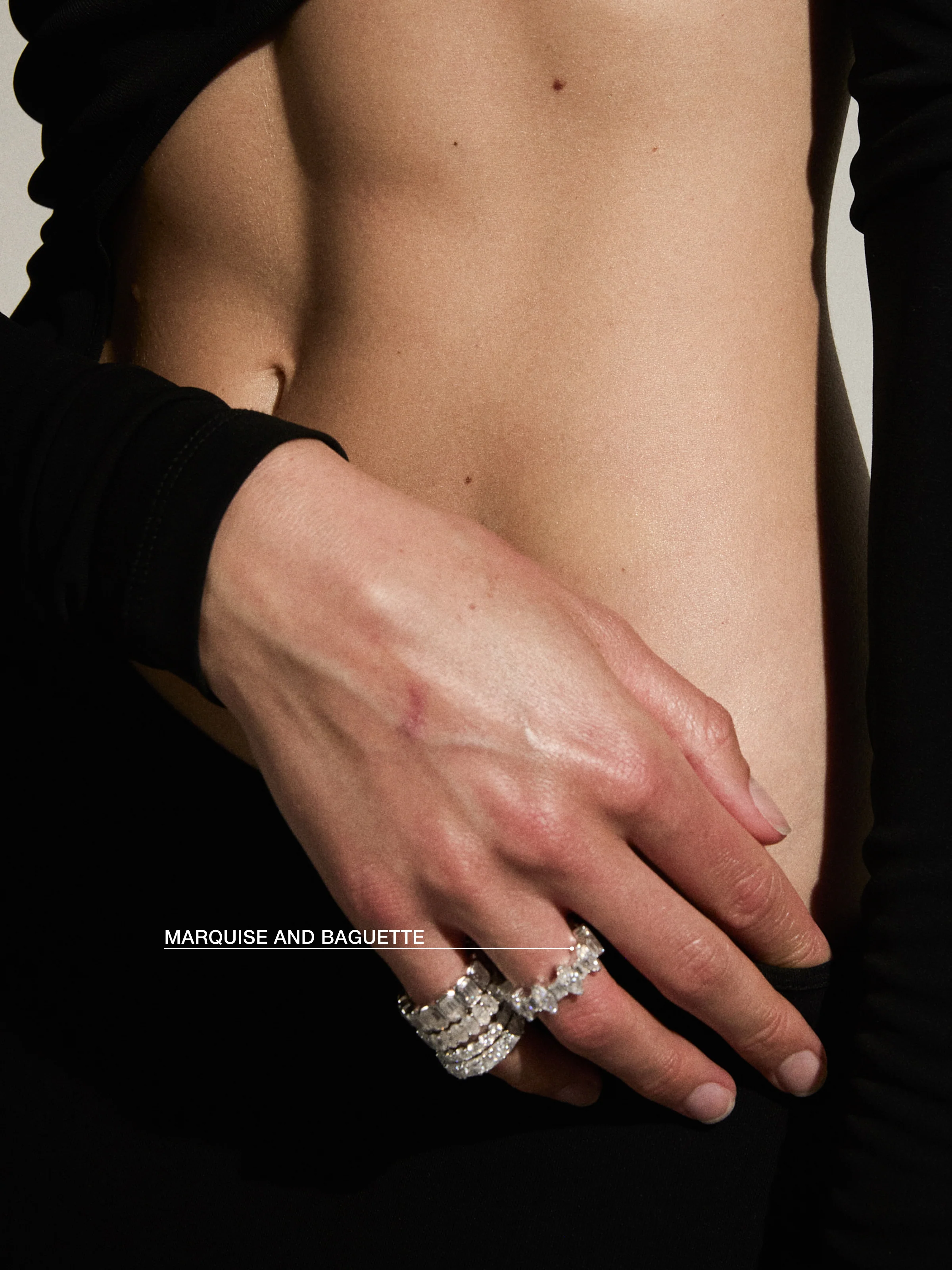 MARQUISE AND BAGUETTE ETERNITY BAND IN MOISSANITE, STERLING SILVER - Image 3